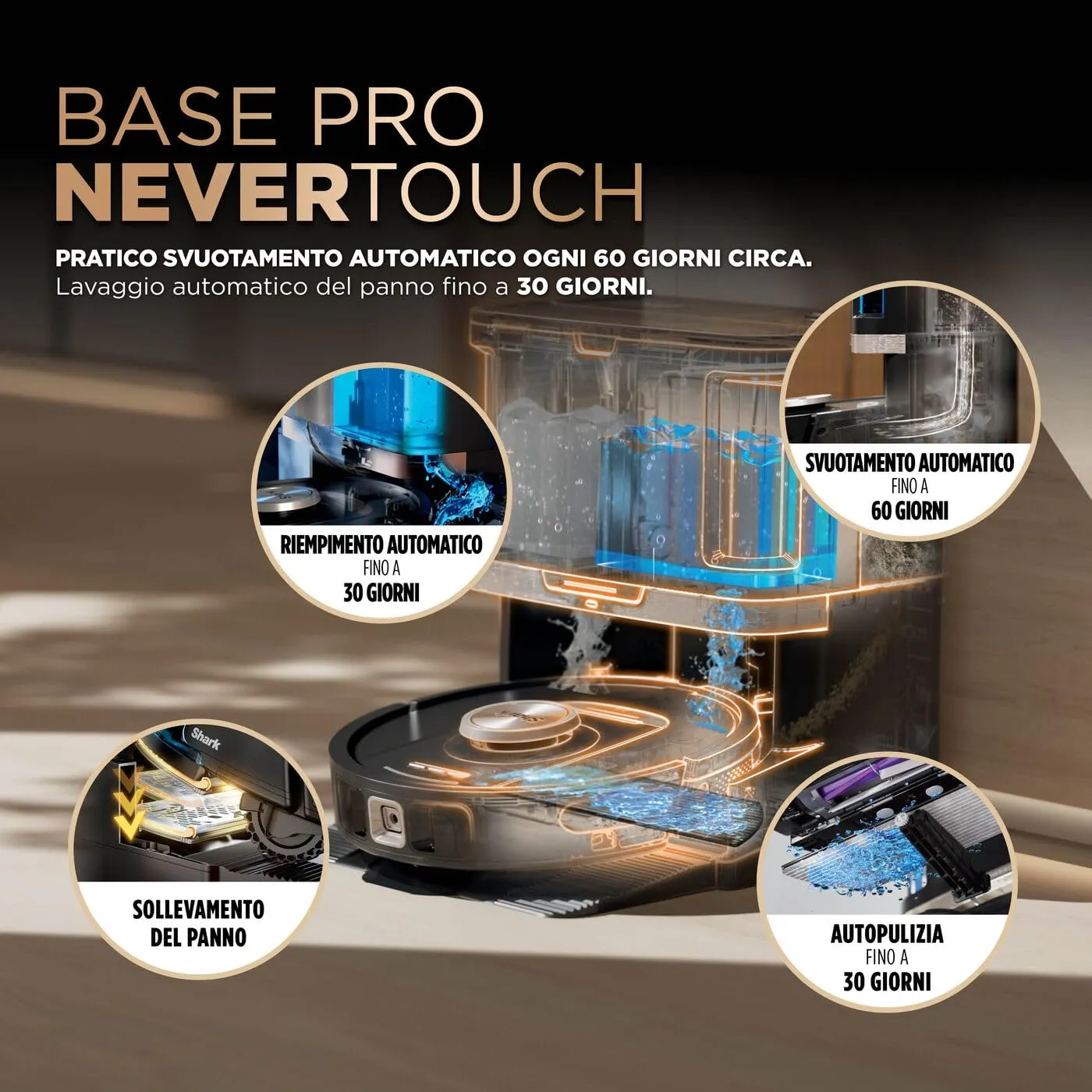 Shark PowerDetect NeverTouch Pro robot aspirapolvere nero 60 giorni