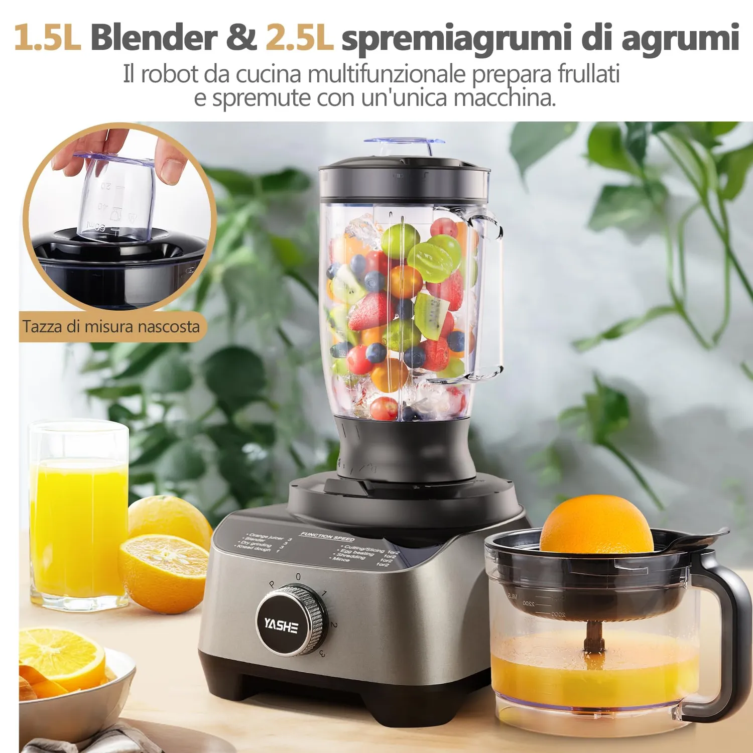 Yashe Robot cucina multifunzione 1300W 2,5L