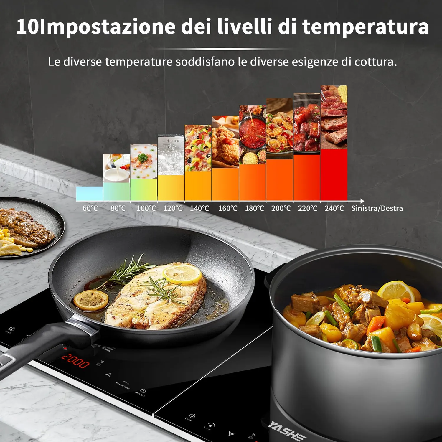 YASHE Piastra Induzione Doppia 3500W 2 Fuochi Touch