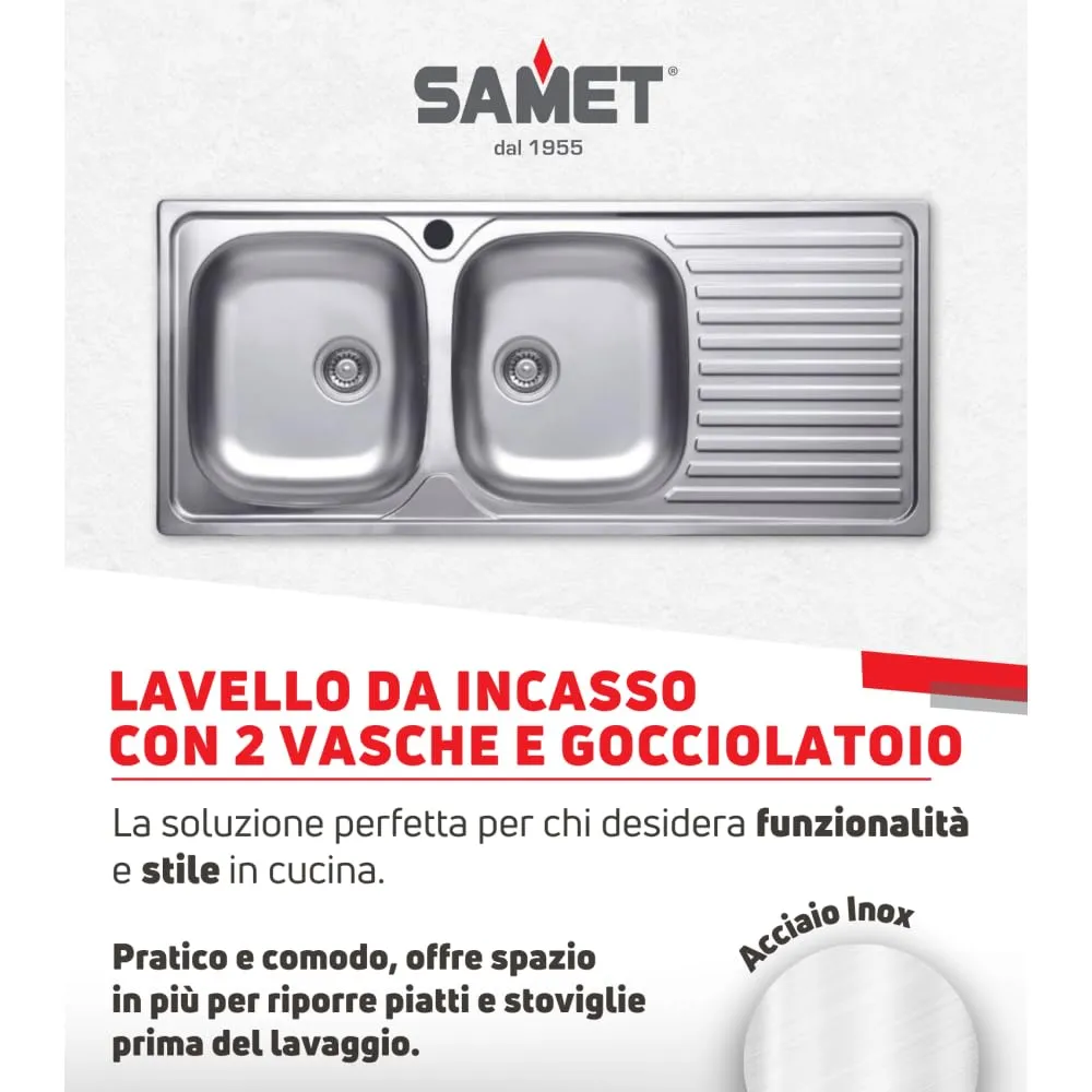 Samet Classic N138 Lavello 2 Vasche 116x50 Dx