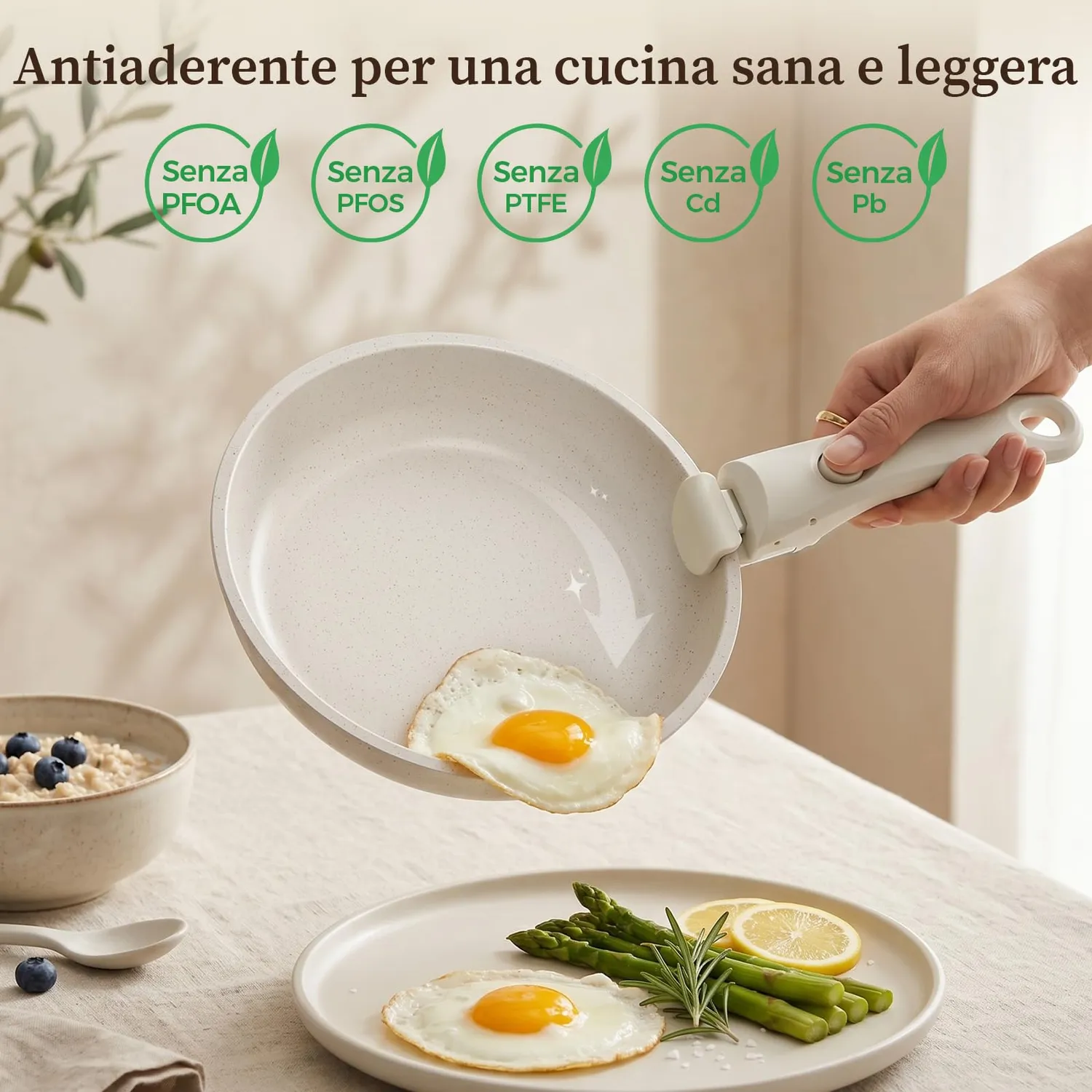 YASHE batteria pentole induzione 15 pezzi bianco atossica