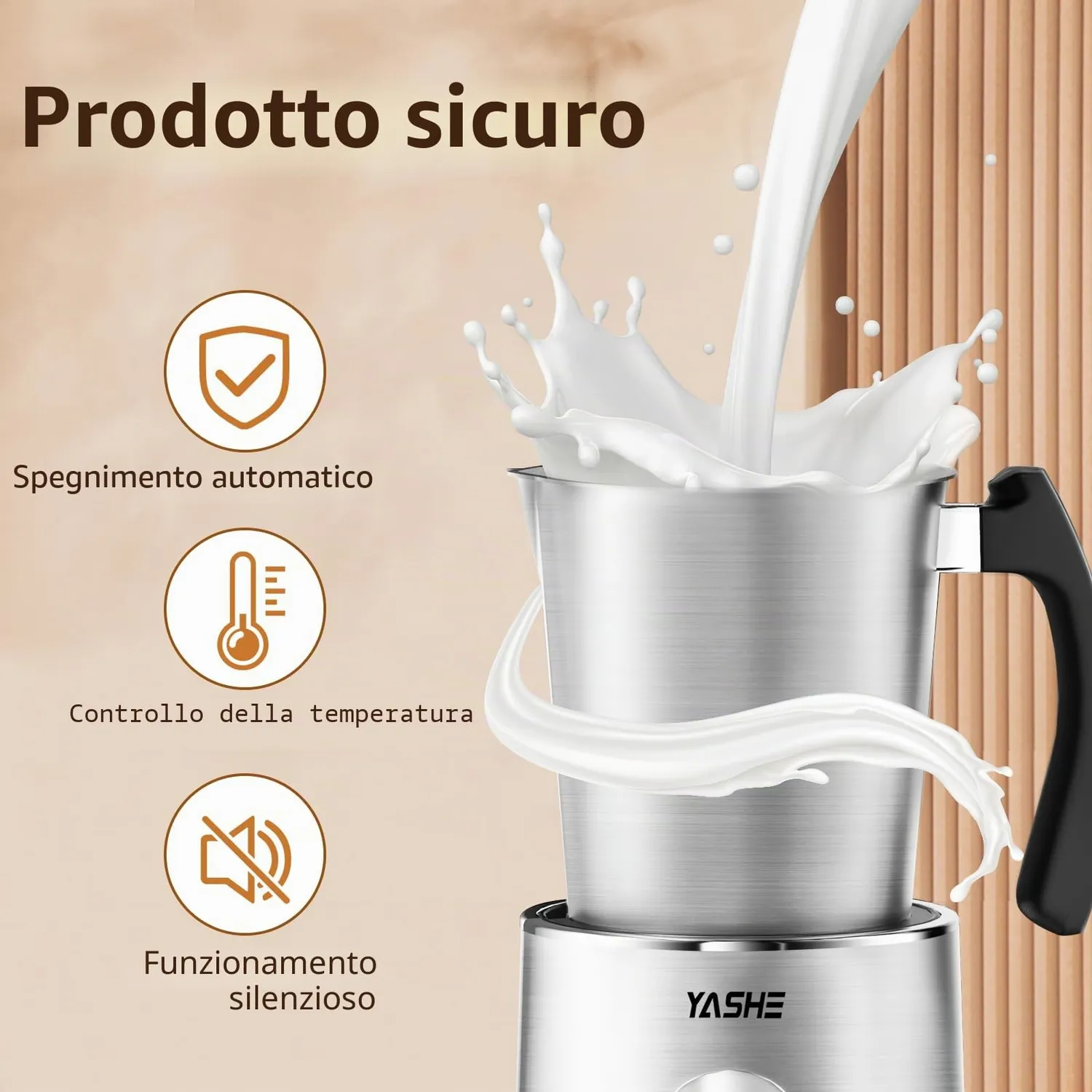 YASHE 4-in-1 montalatte elettrico 230 ml caldo freddo