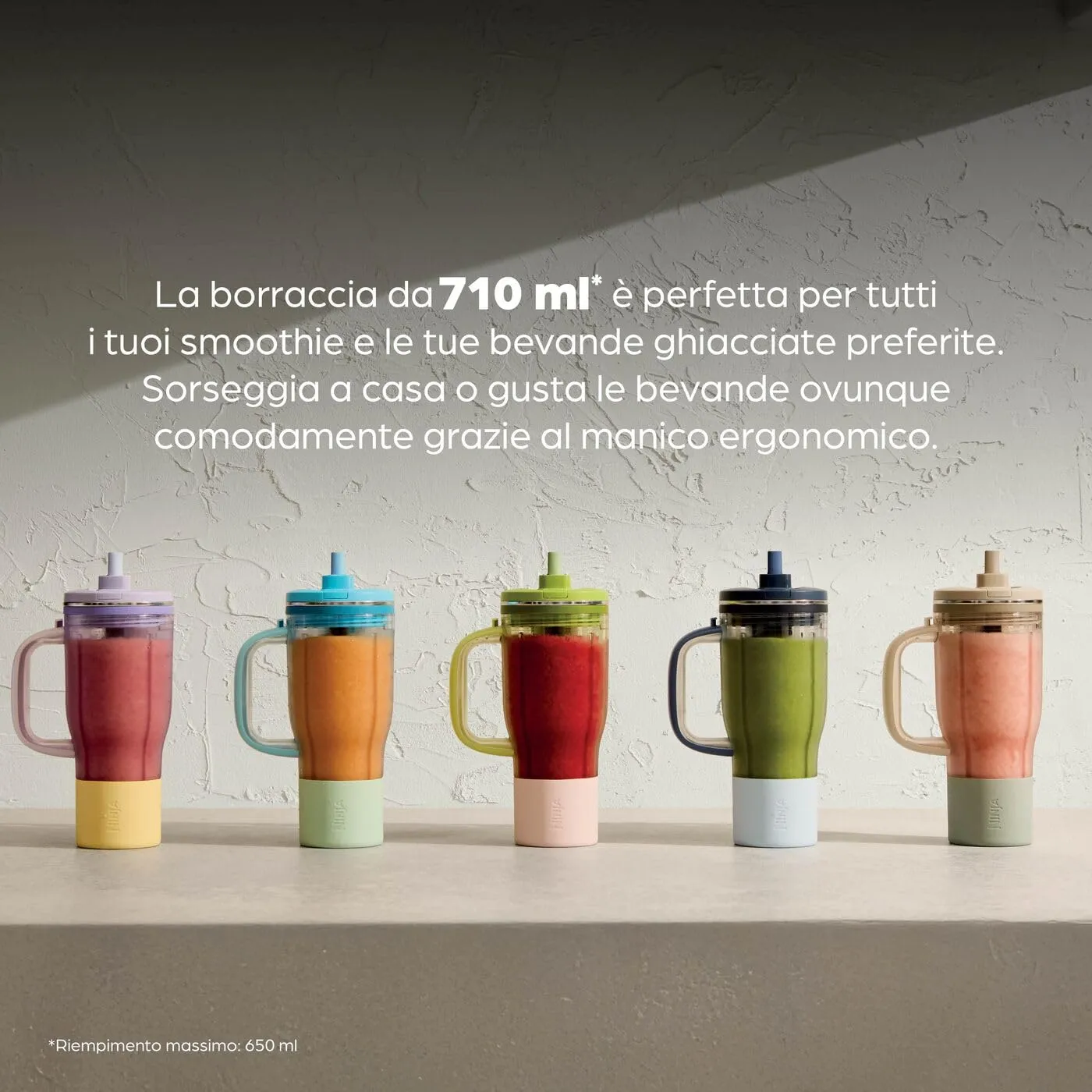 Ninja BlendBoss borraccia 710 ml azzurro con cannuccia