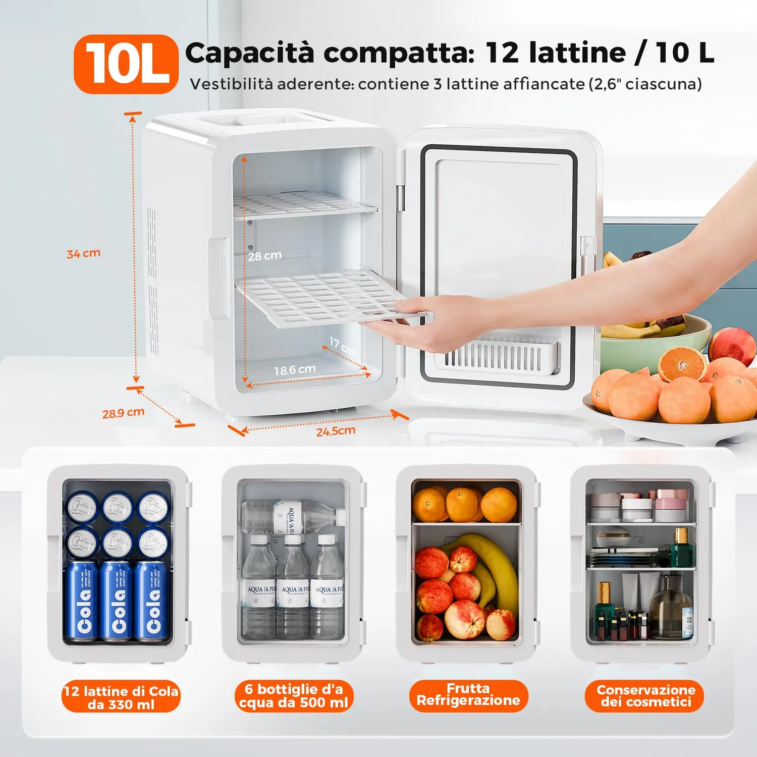 Yashe mini frigo 10 litri bianco caldo-freddo 12 lattine