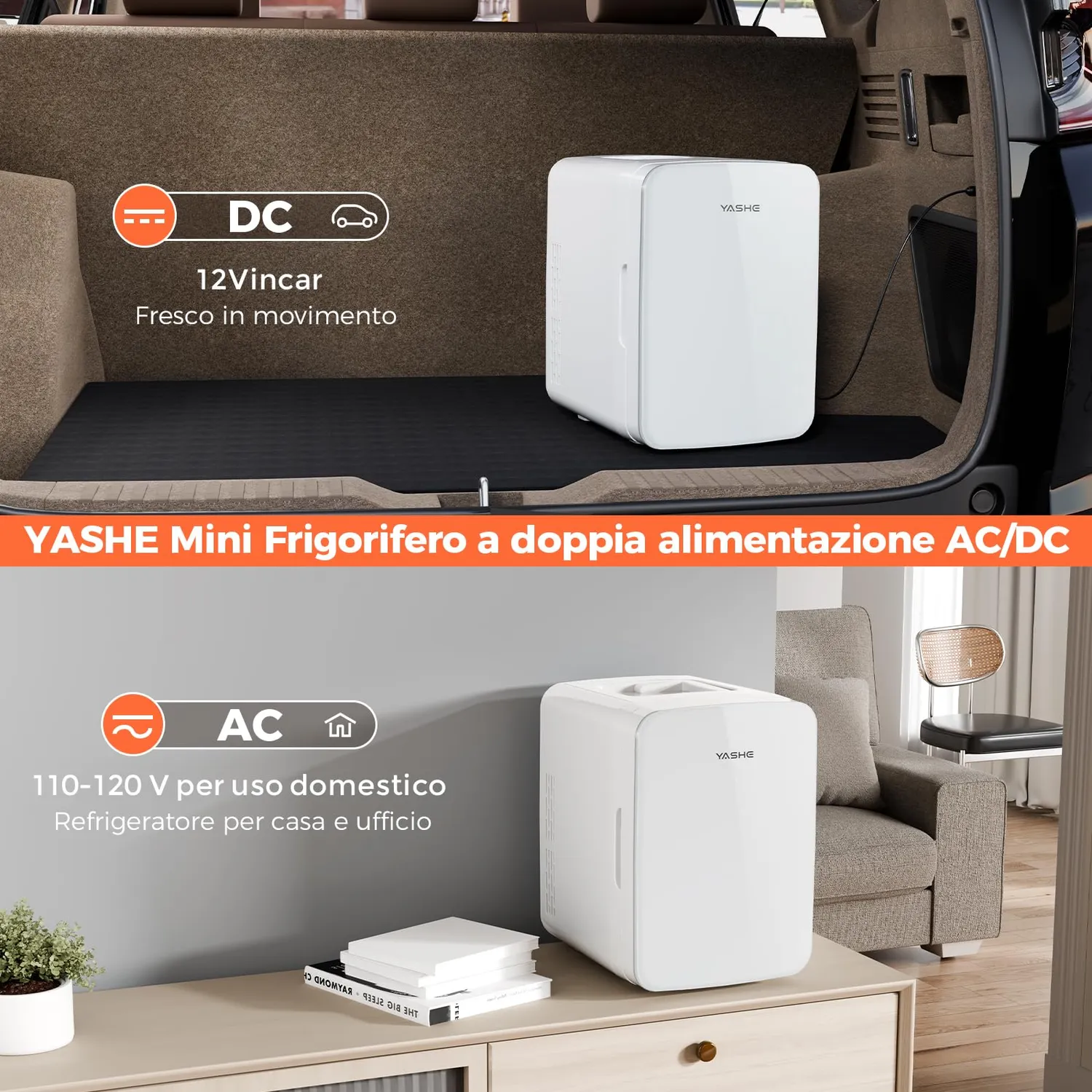 Yashe mini frigo 10 litri bianco caldo-freddo 12 lattine