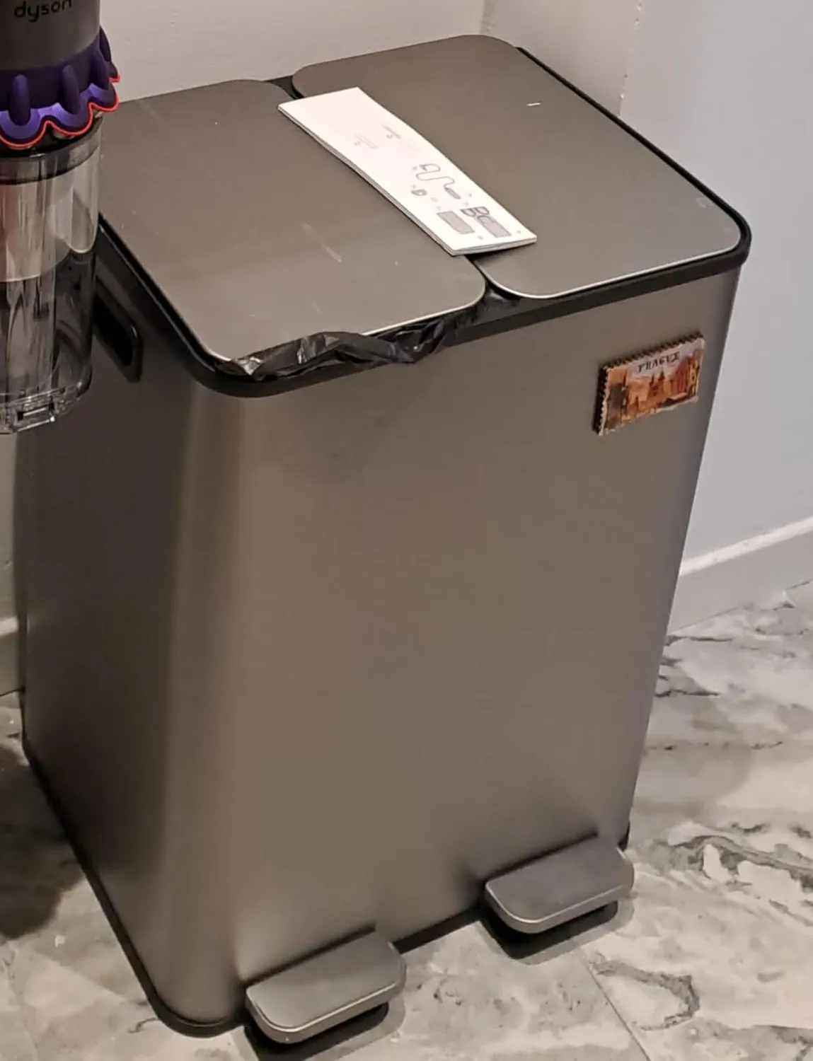 YASHE Pattumiera Doppia 2x20L Pedale Soft-Close Inox