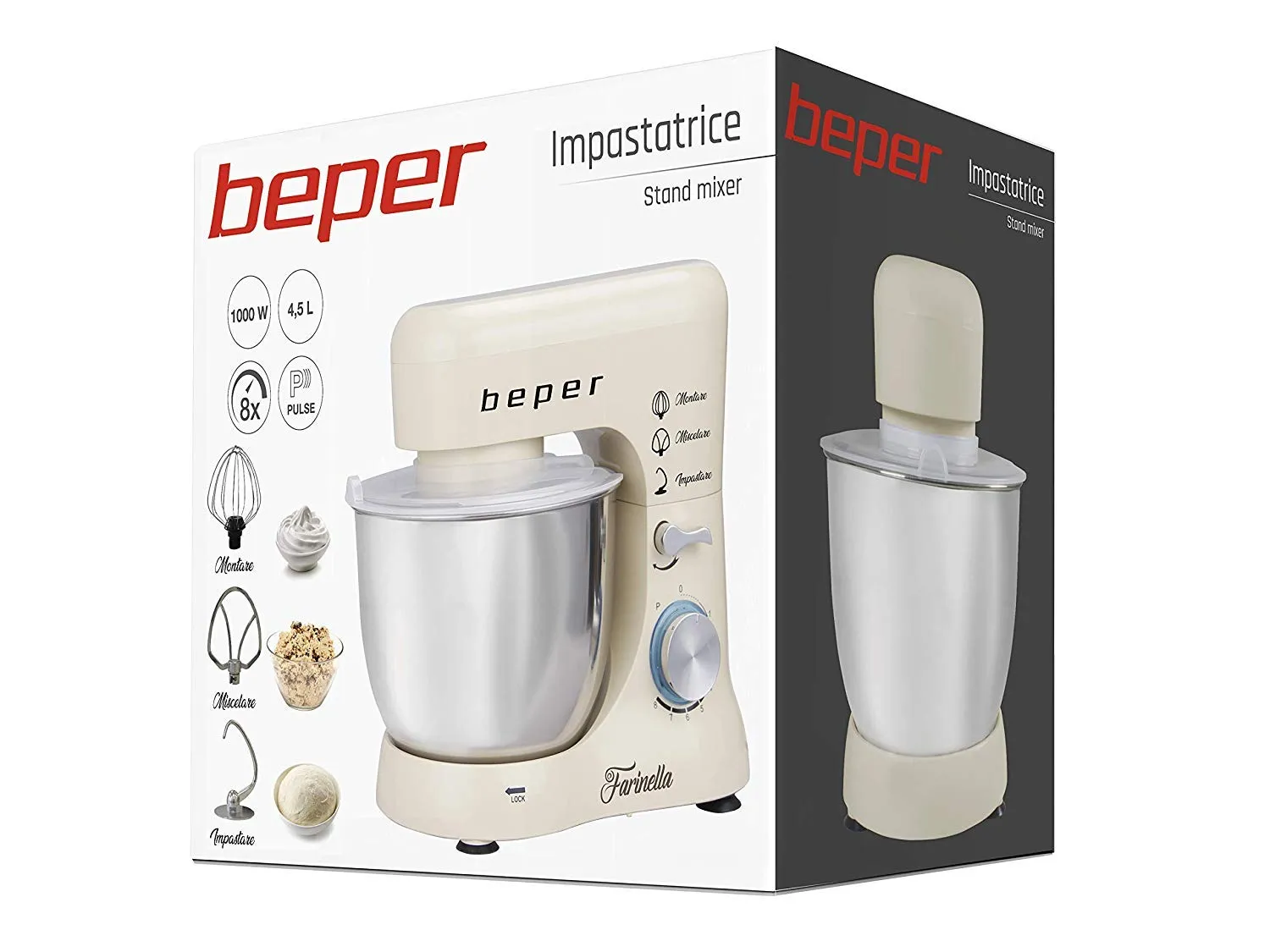 Beper BP.200 Impastatrice Planetaria 4,5L 1000W 8 Velocità