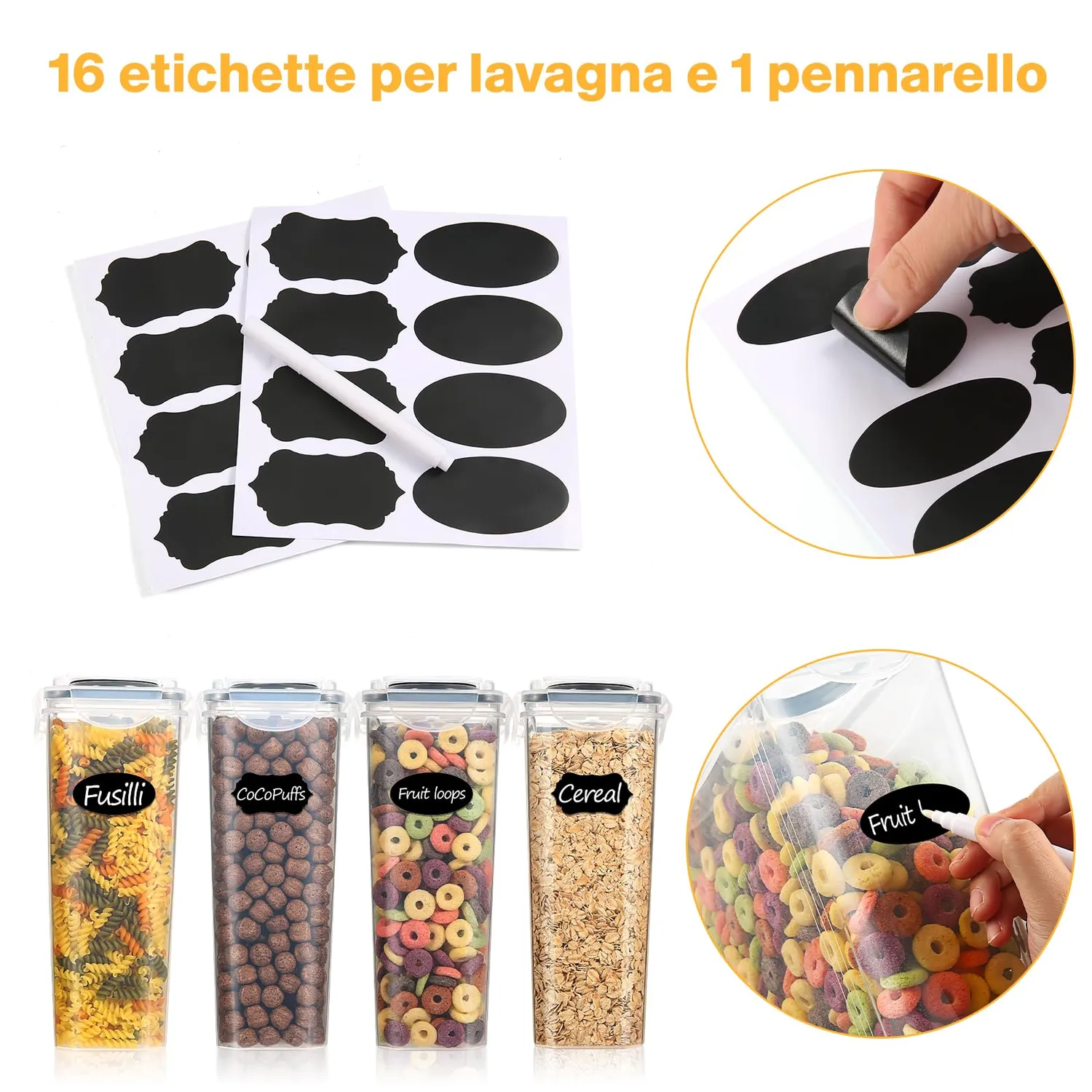 Yashe Contenitori Ermetici Alimenti Set 4 Pezzi 3,7 L Senza BPA