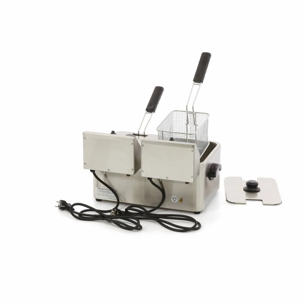 Maxima friggitrice doppia 2x4L 2 cestelli acciaio inox