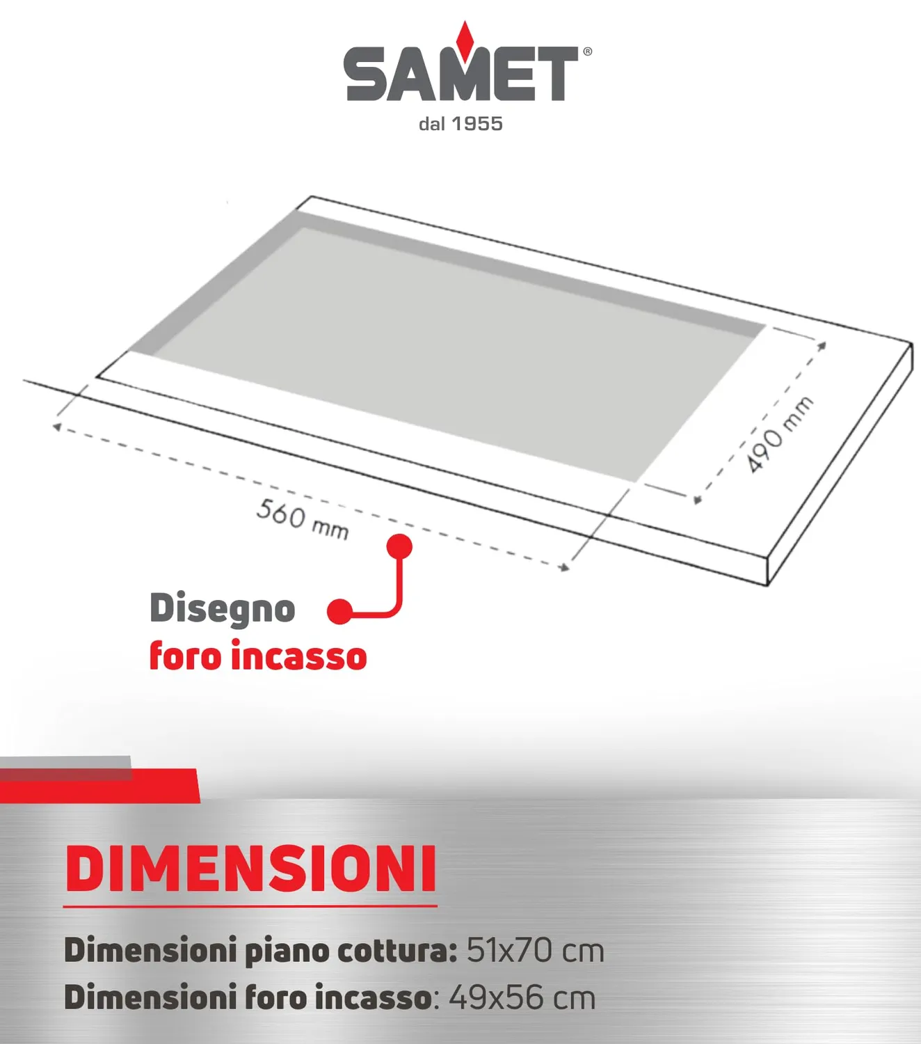 Samet Maciste70 piano cottura gas 5 fuochi inox 70 cm