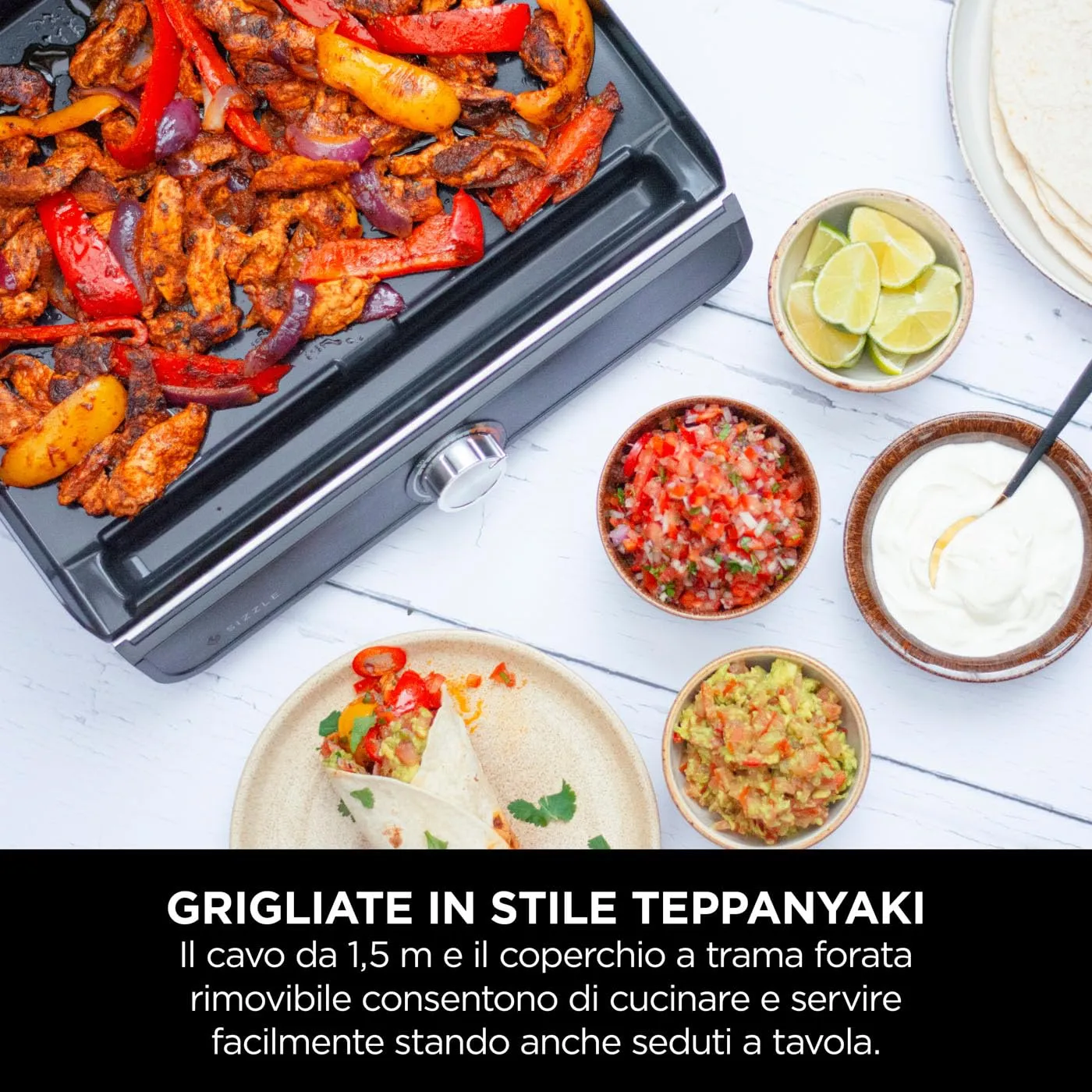 Ninja Sizzle Griglia Elettrica Interno con Piastra Nero 260°C