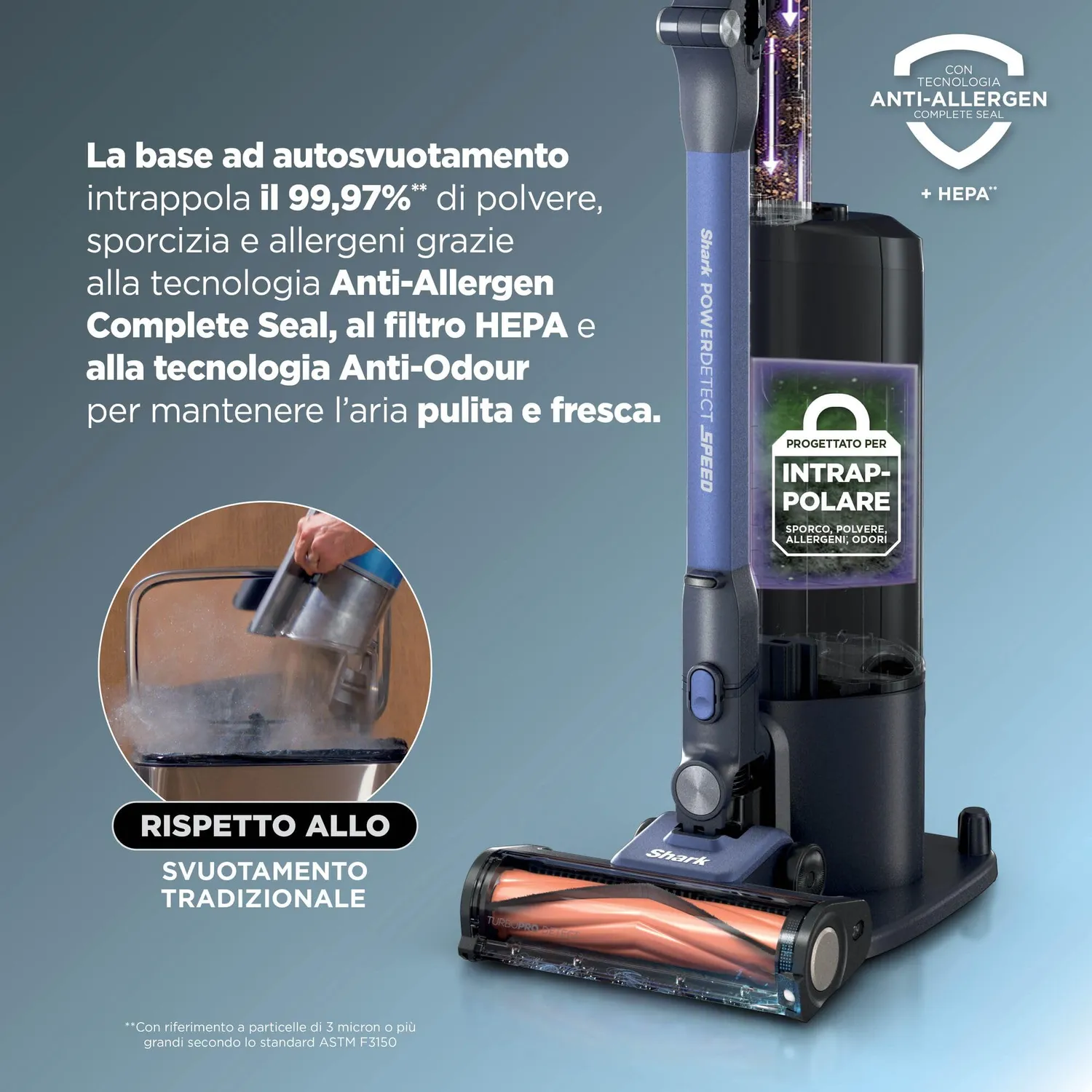 Shark Detect Speed Pet Pro Clean & Empty oltremare autosvuotante