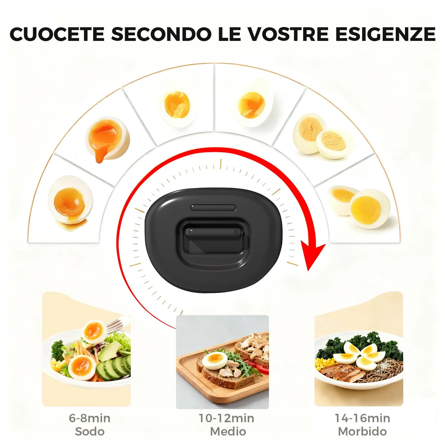 YASHE Cuociuova Elettrico 7 Uova Nero Automatico