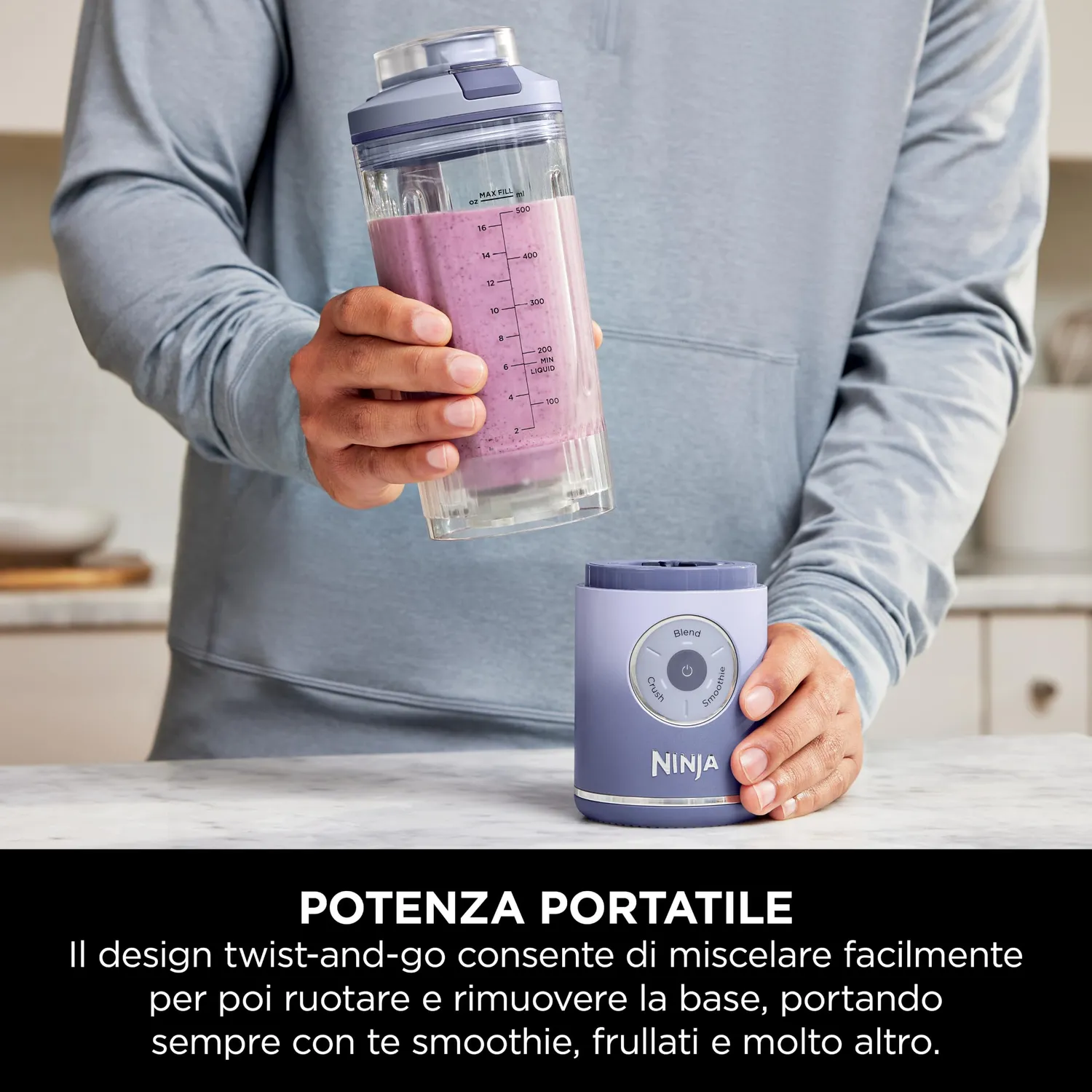 Ninja Blast Max Frullatore Portatile Doppio Lavanda Argento