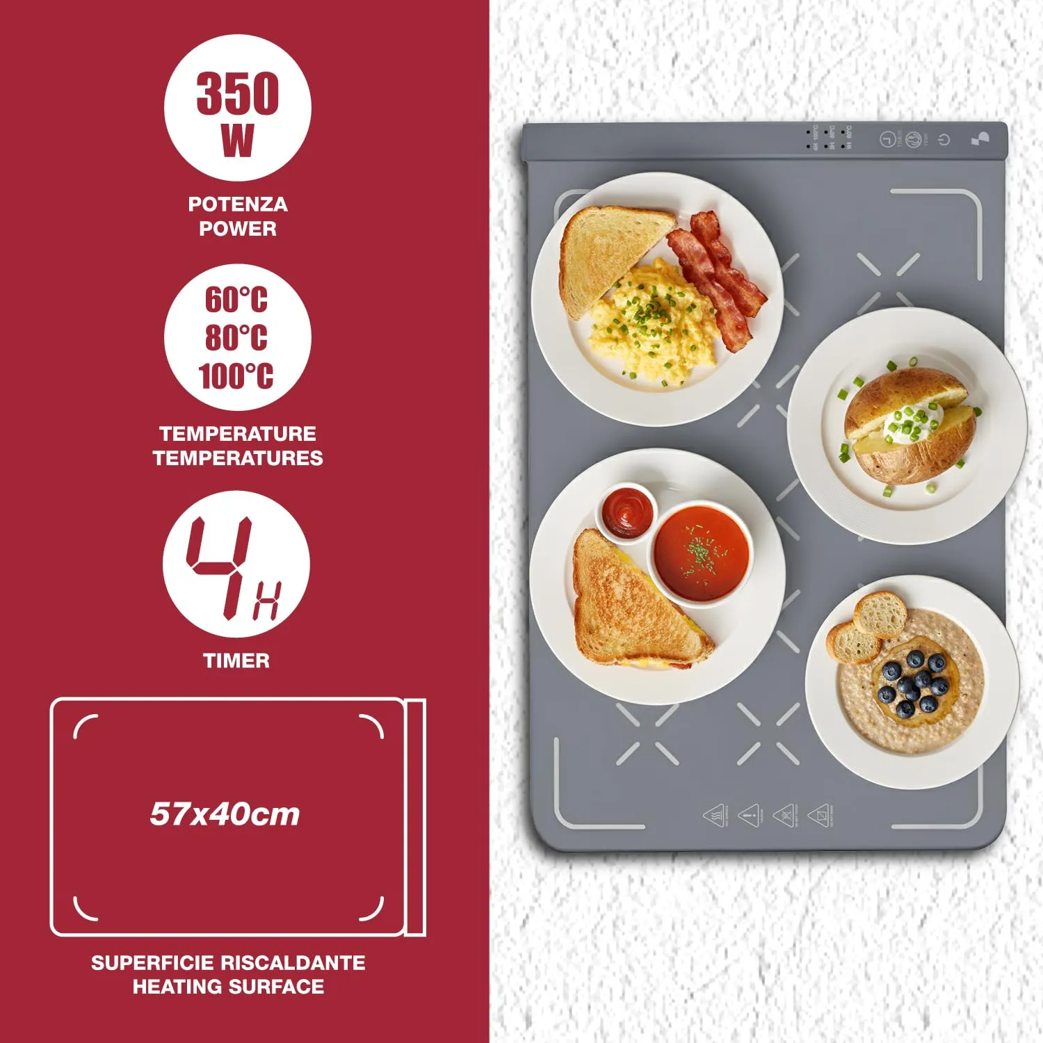 Beper P101TEM100 scaldavivande elettrico silicone 57x40 cm