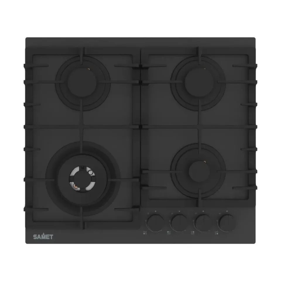 Samet Zacinto60 piano cottura gas 4 fuochi 60 cm vetro nero