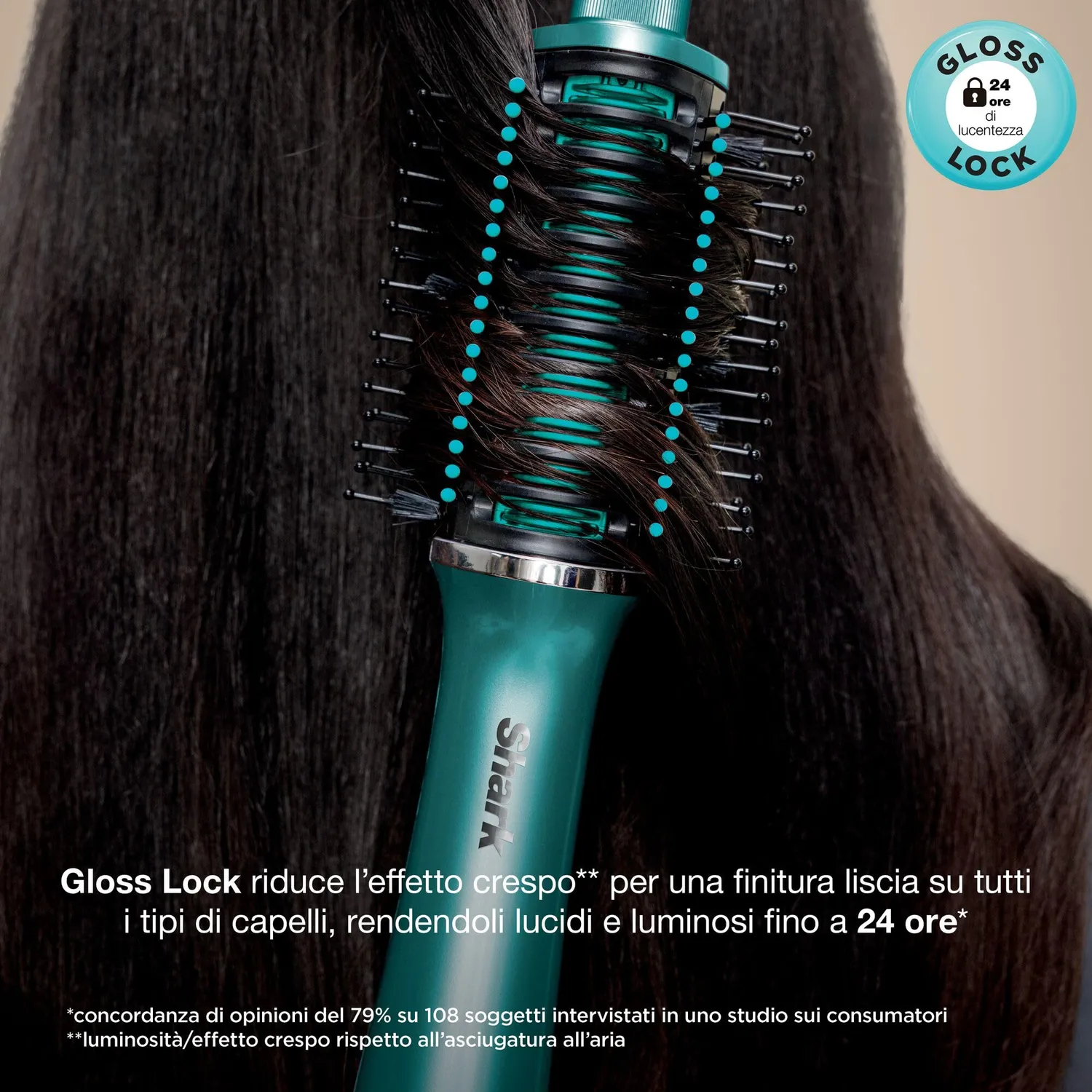 Shark Glossi HT302EUTL spazzola ad aria calda turchese