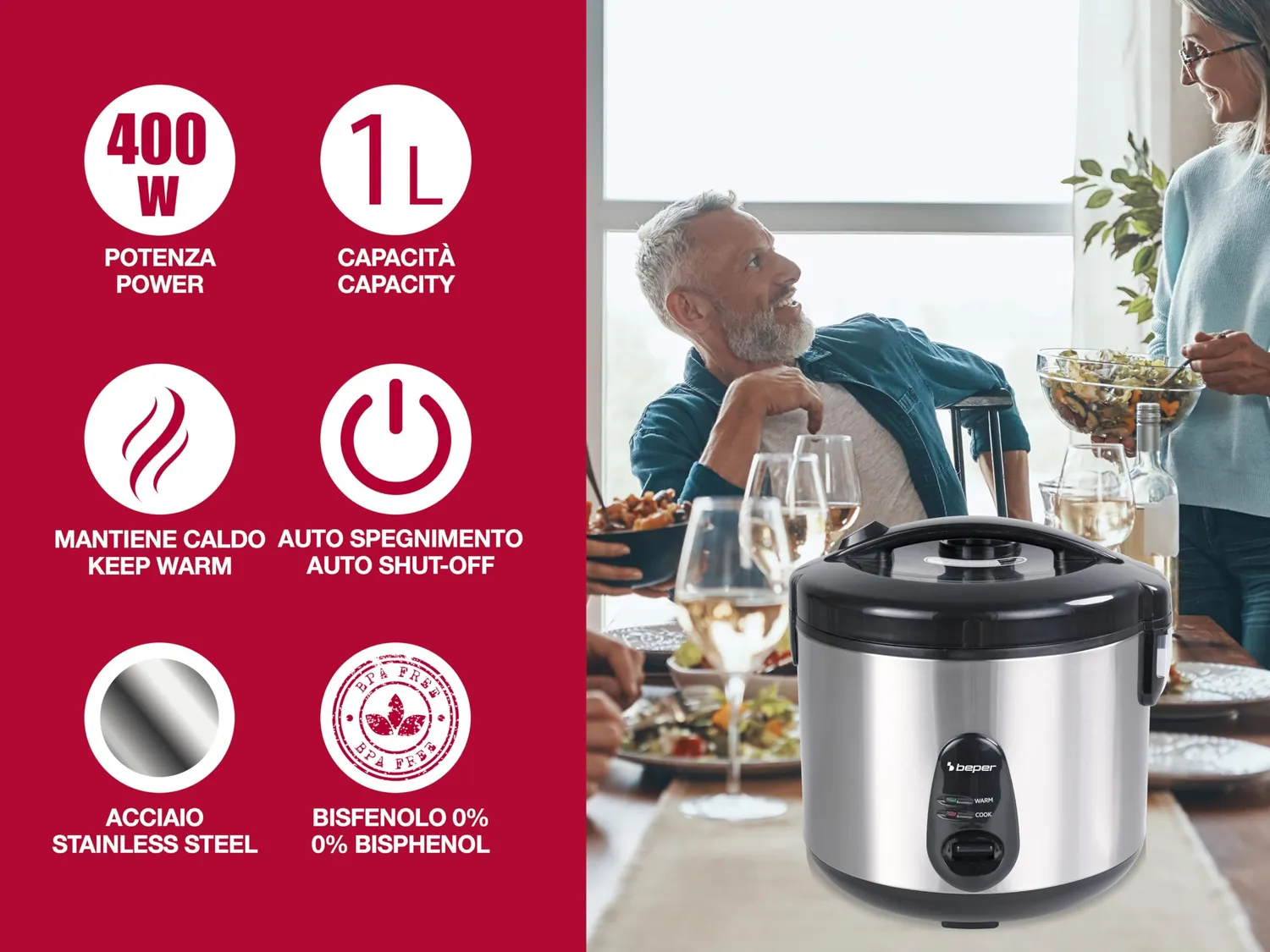 Beper Vaporè P101VAP002 cuociriso elettrico 625 g