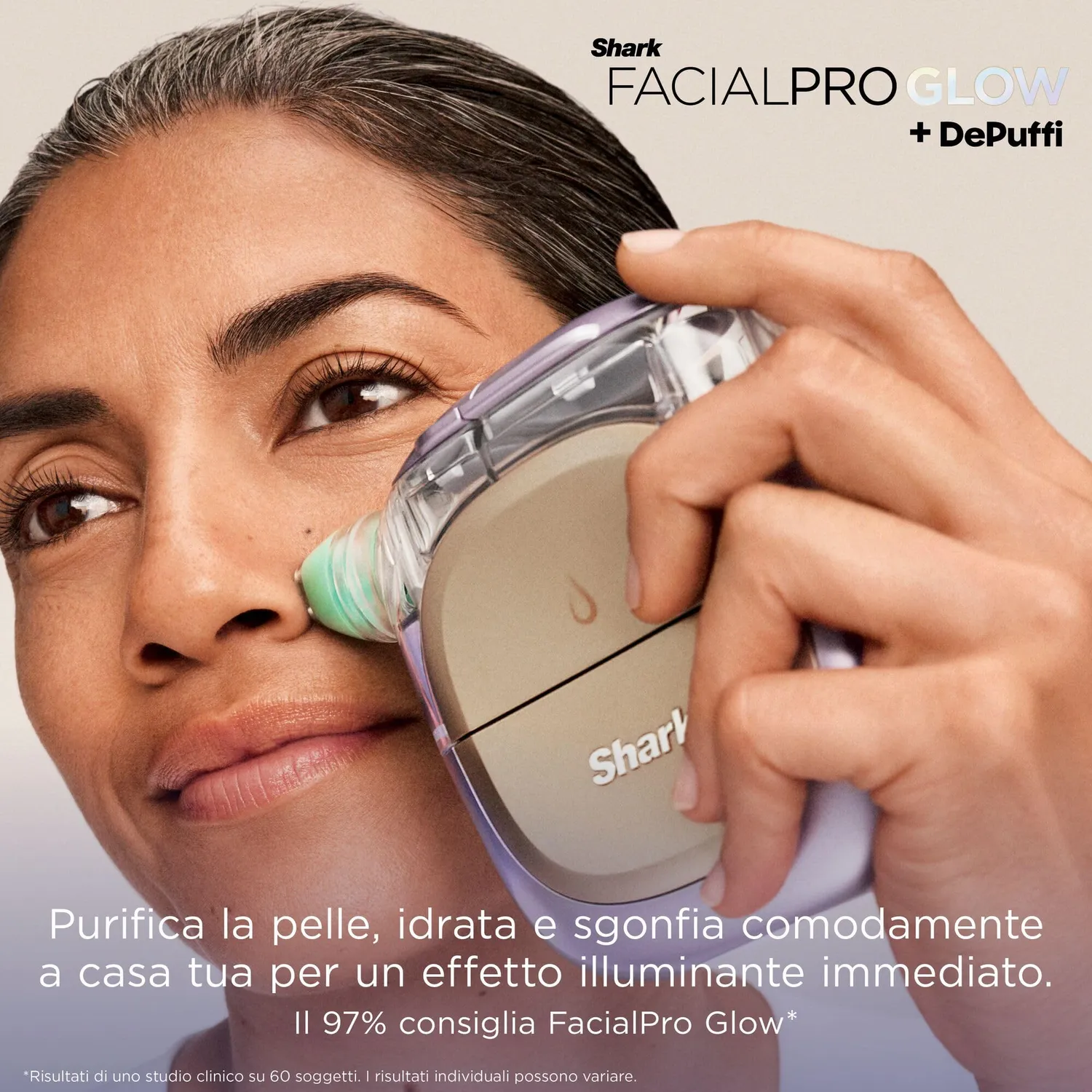 Shark FacialPro Glow FH320EU dispositivo viso nero caldo