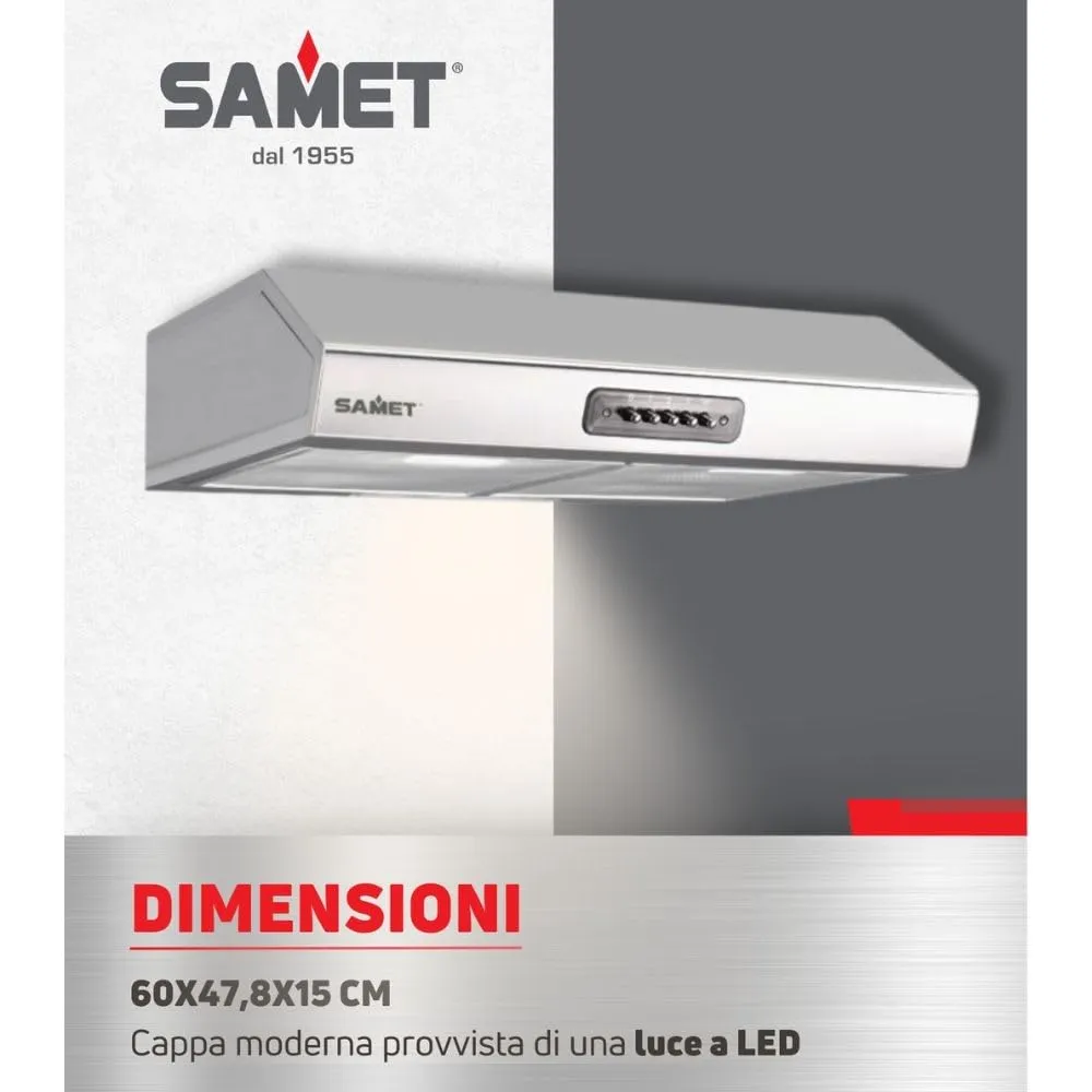 Samet Tornado 60 gruppo cappa sottopensile inox 60cm