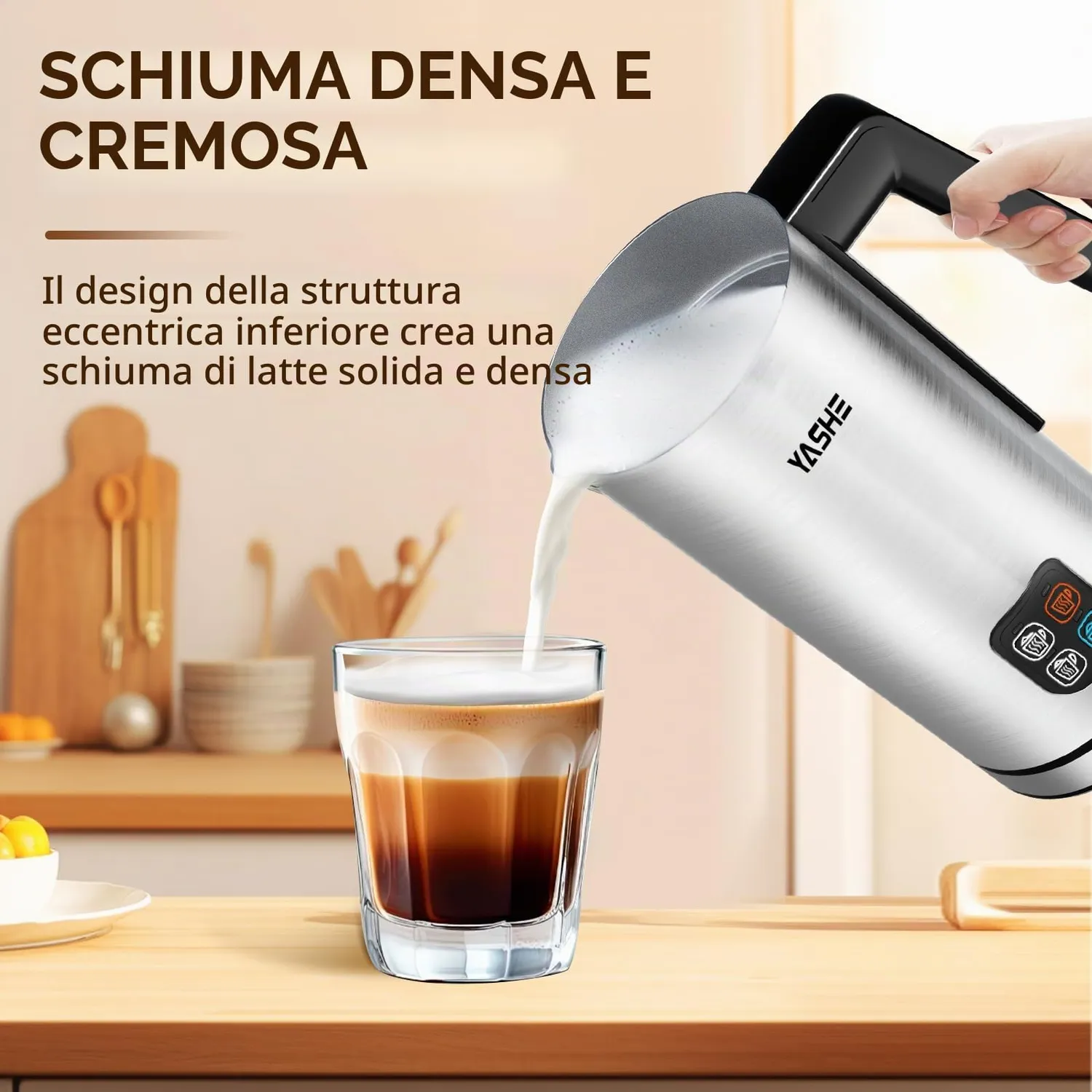 YASHE montalatte elettrico 240ml 4-in-1 caldo freddo