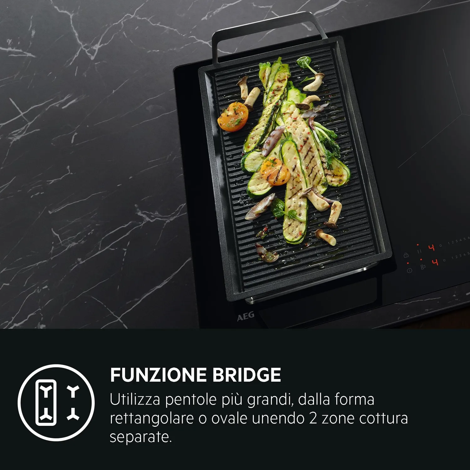 AEG HF704163NB Piano Cottura Misto Bridge 70 cm Nero
