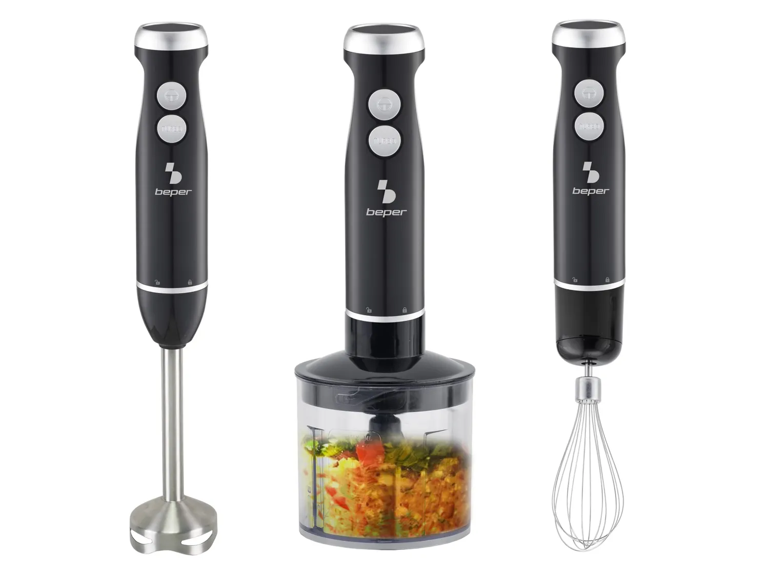 Beper P102FRU151 frullatore immersione 4in1 1000W acciaio