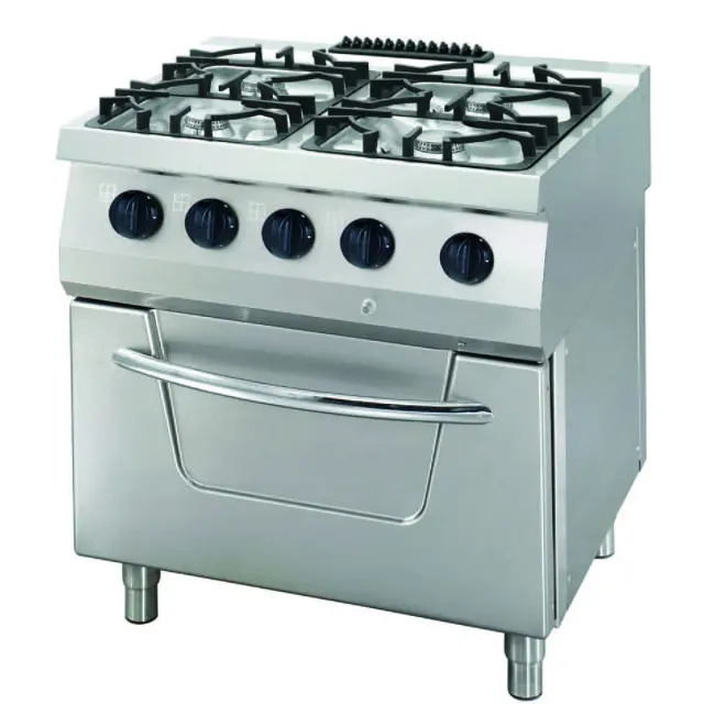 Pizza Maxima Heavy Duty cucina gas 4 fuochi forno 80cm