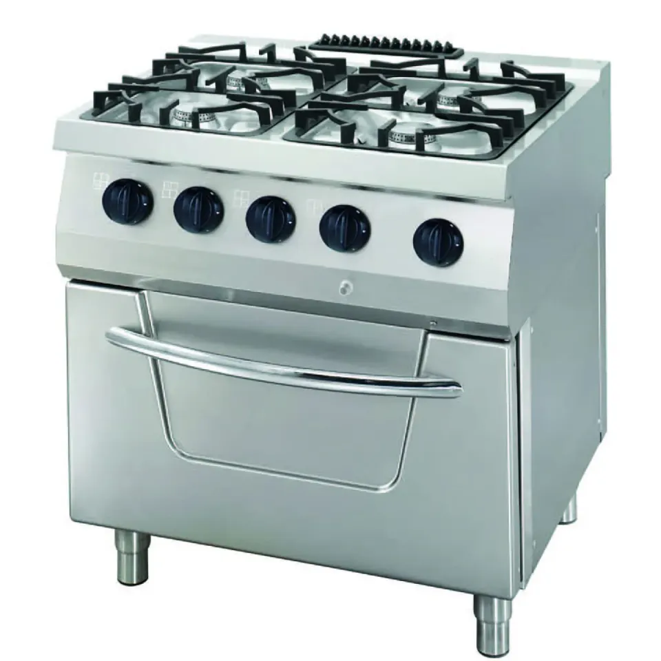 Pizza Maxima Heavy Duty cucina gas 4 fuochi forno 80cm