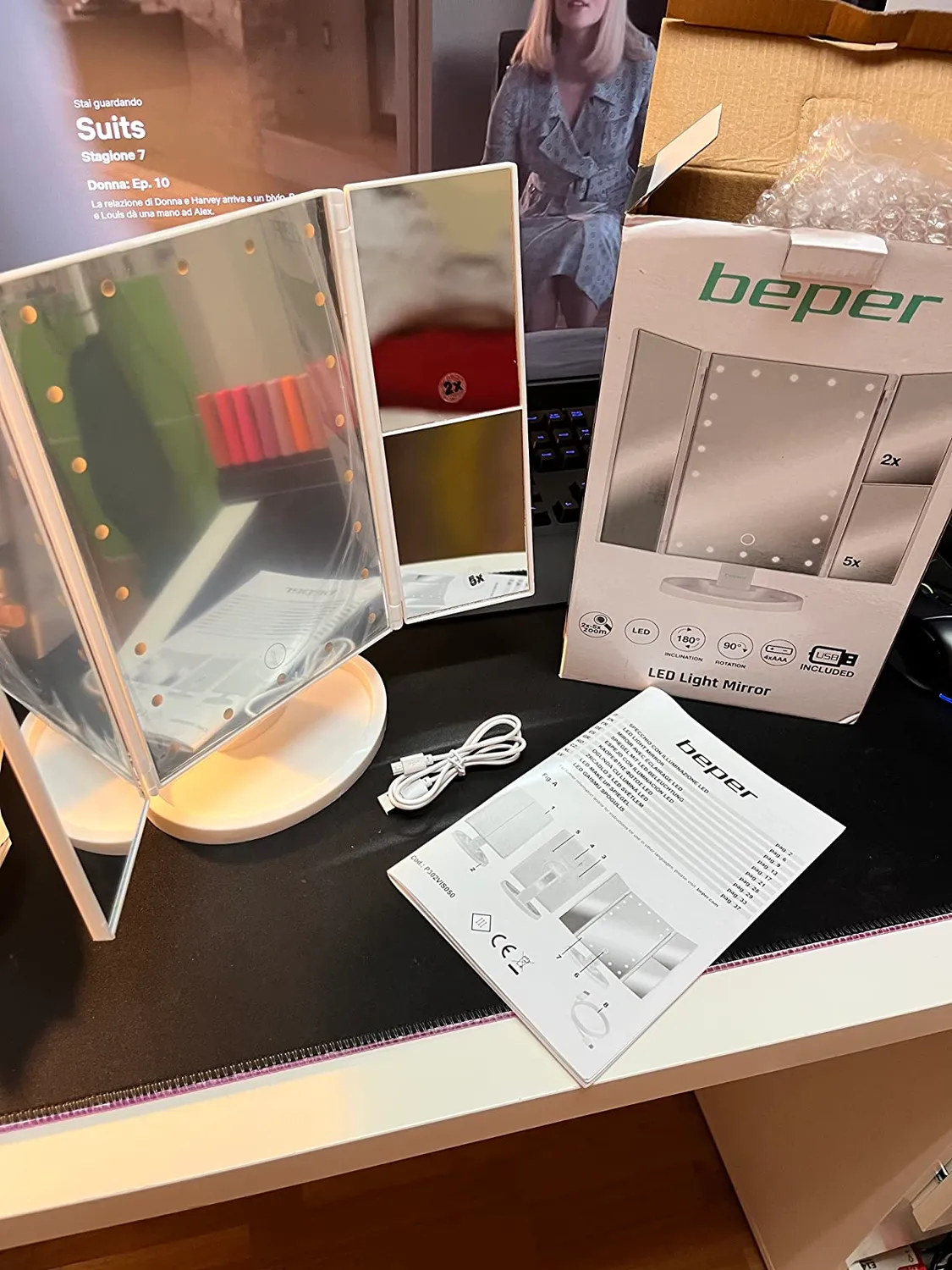 Beper Specchio Trucco Luminoso 22 LED 35x24 cm 1x 2x 5x