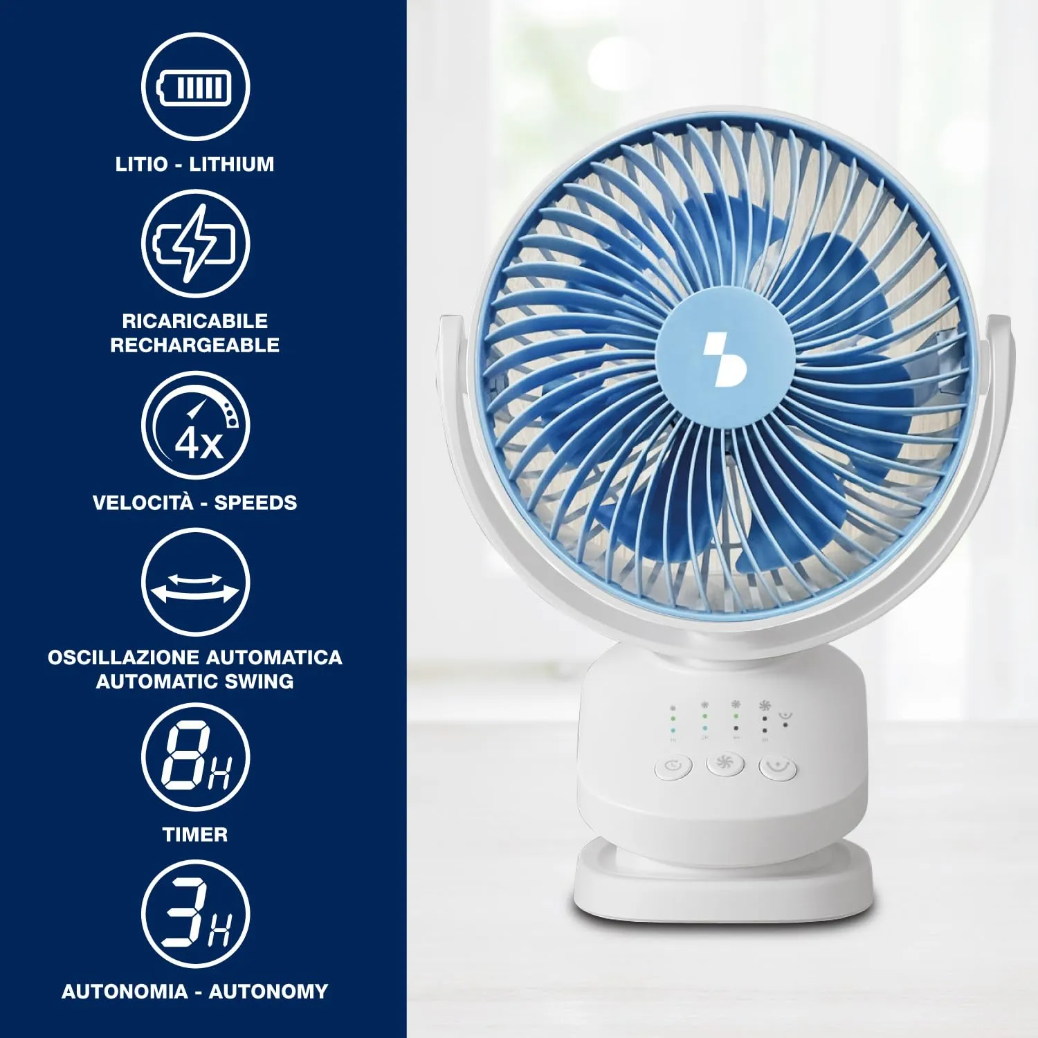 Beper P206VEN421 Mini Ventilatore Clip Ricaricabile USB
