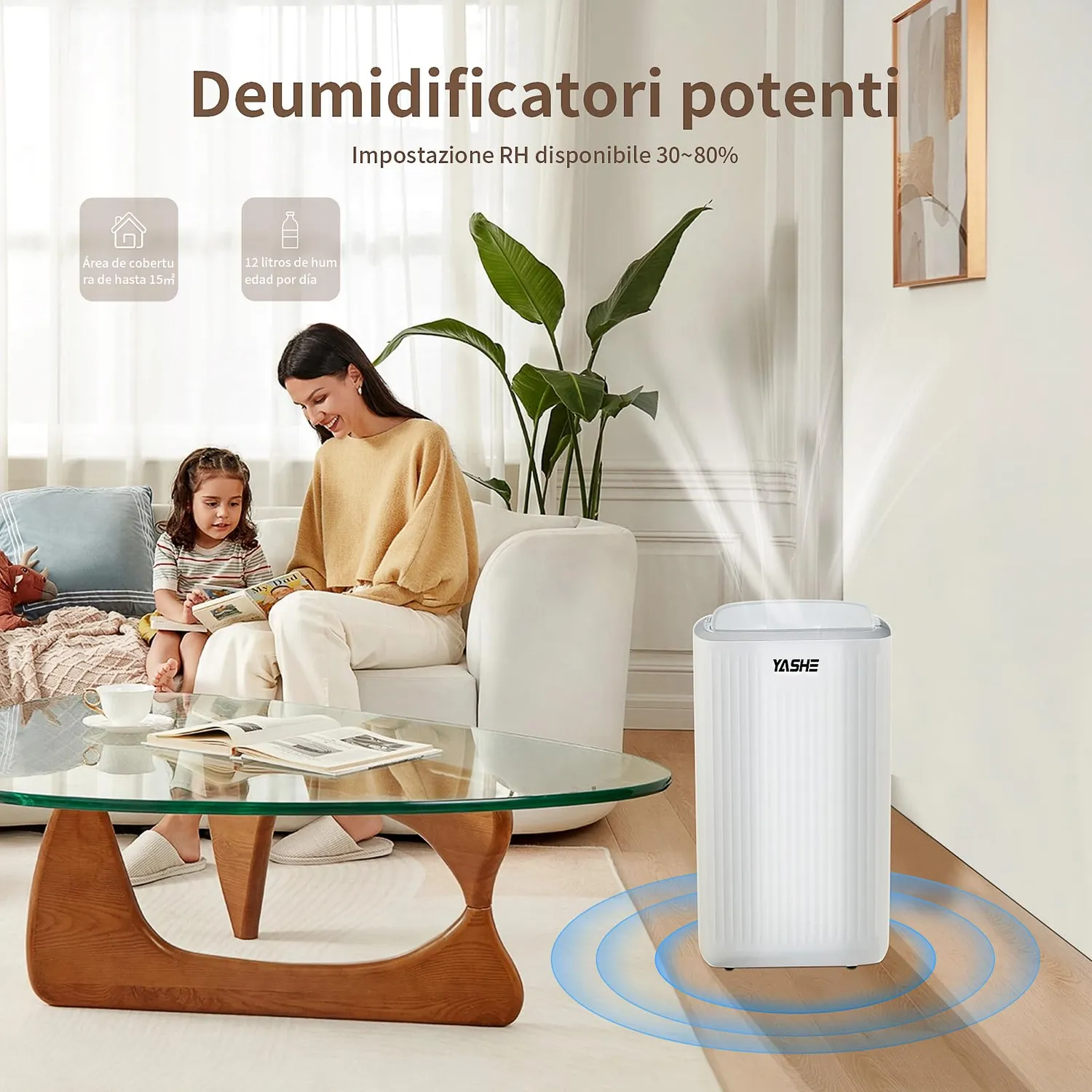 Yashe Deumidificatore 12 L/giorno Serbatoio 2 L