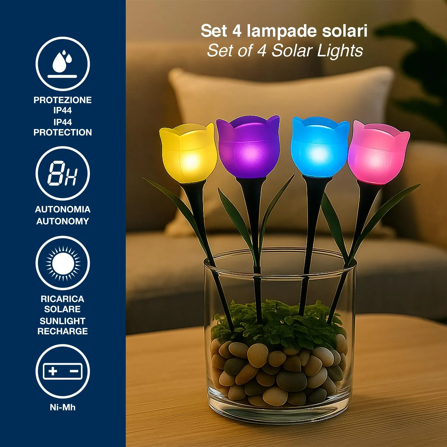Beper P207ILO105 Set 4 Lampade Solari Tulipano LED