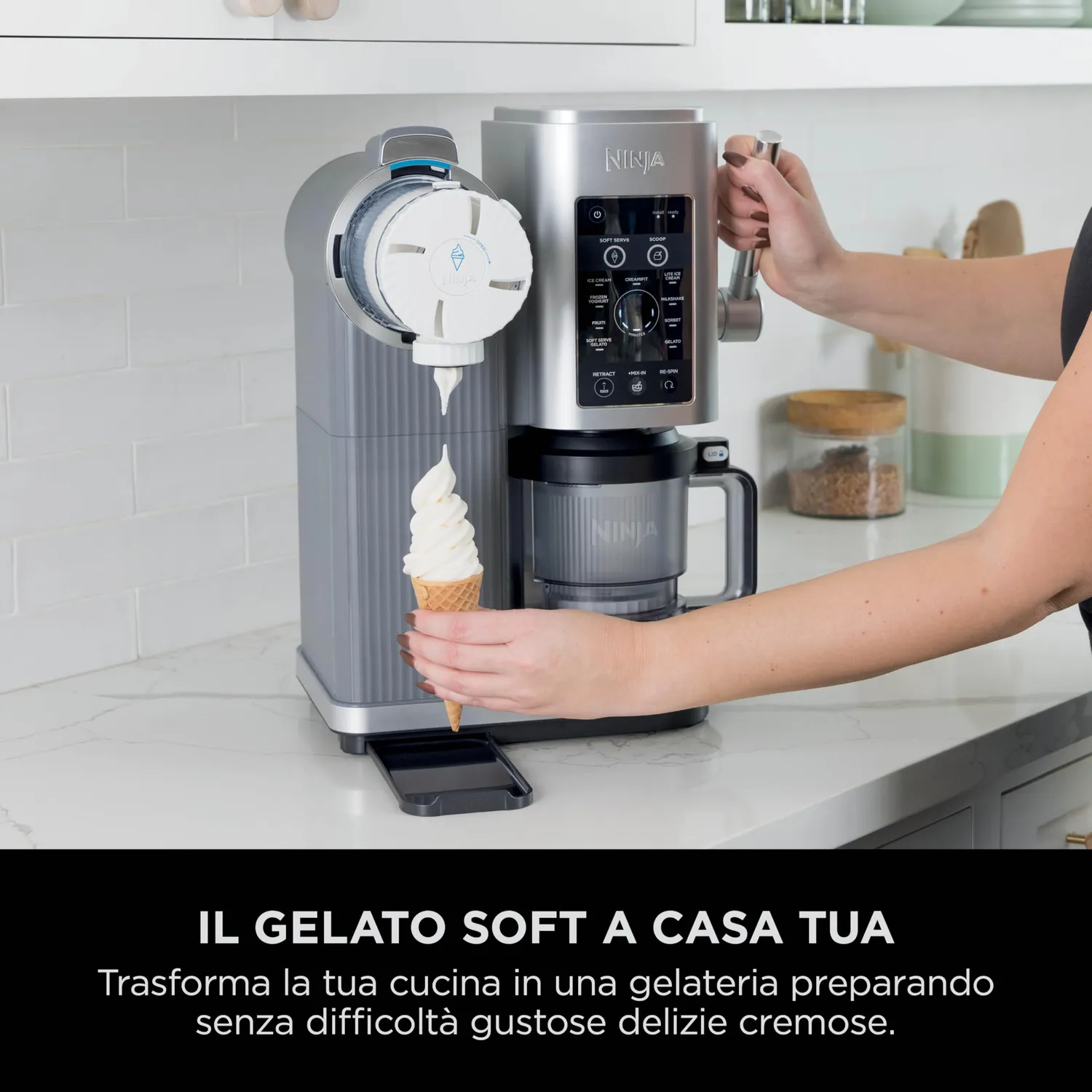 Ninja CREAMi Scoop & Swirl gelatiera 13 programmi argento