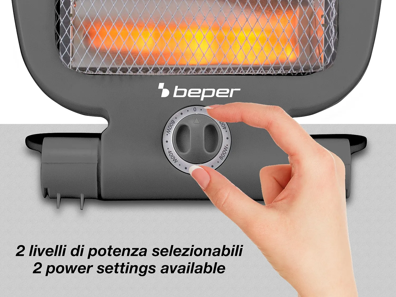Beper P203PAN005 Stufa al Quarzo 800W 2 Livelli Pieghevole