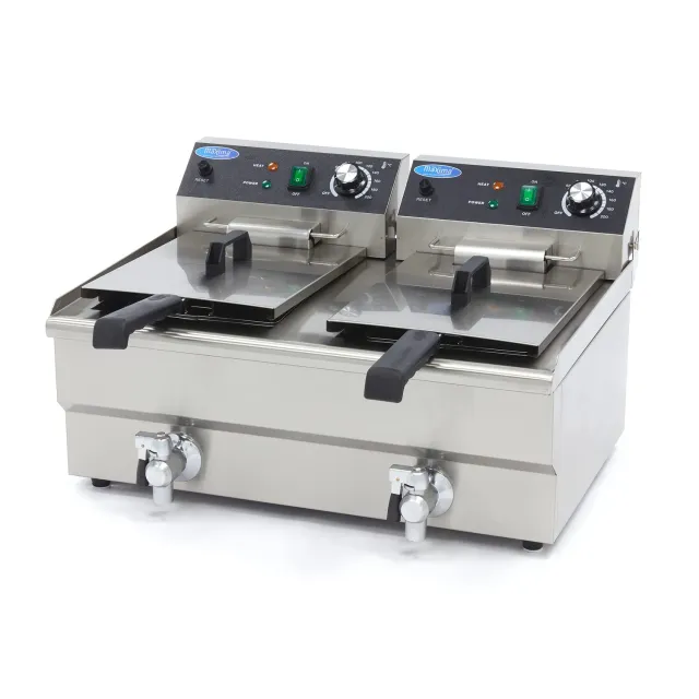 Maxima Friggitrice Elettrica 2x13L 2 Cestelli con Rubinetto