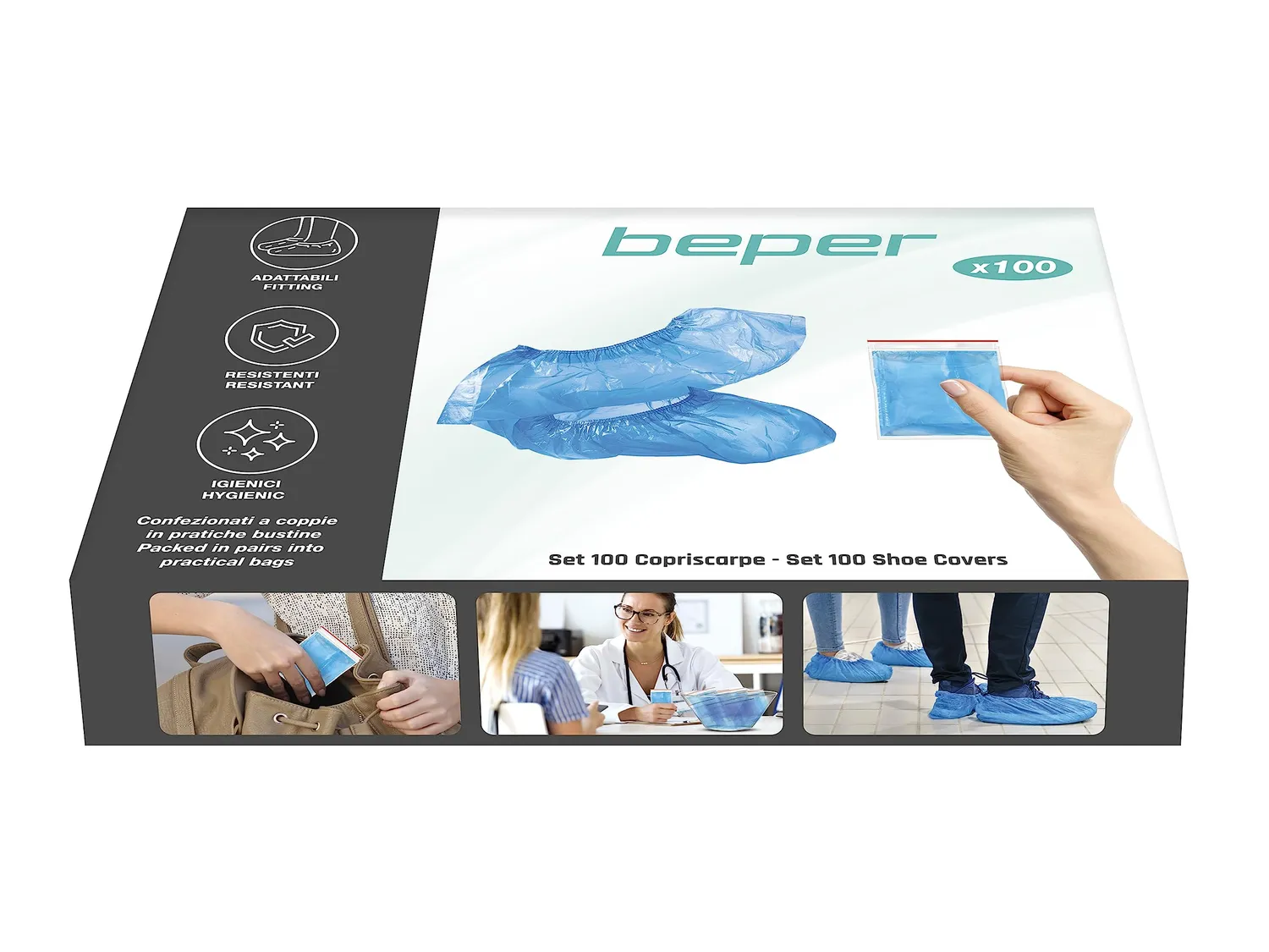 BEPER C206UTI006 Copriscarpe Monouso Blu 100 pezzi