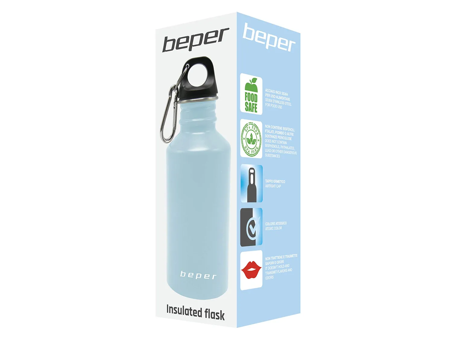 Beper C102BOT004 borraccia acciaio 500 ml azzurra