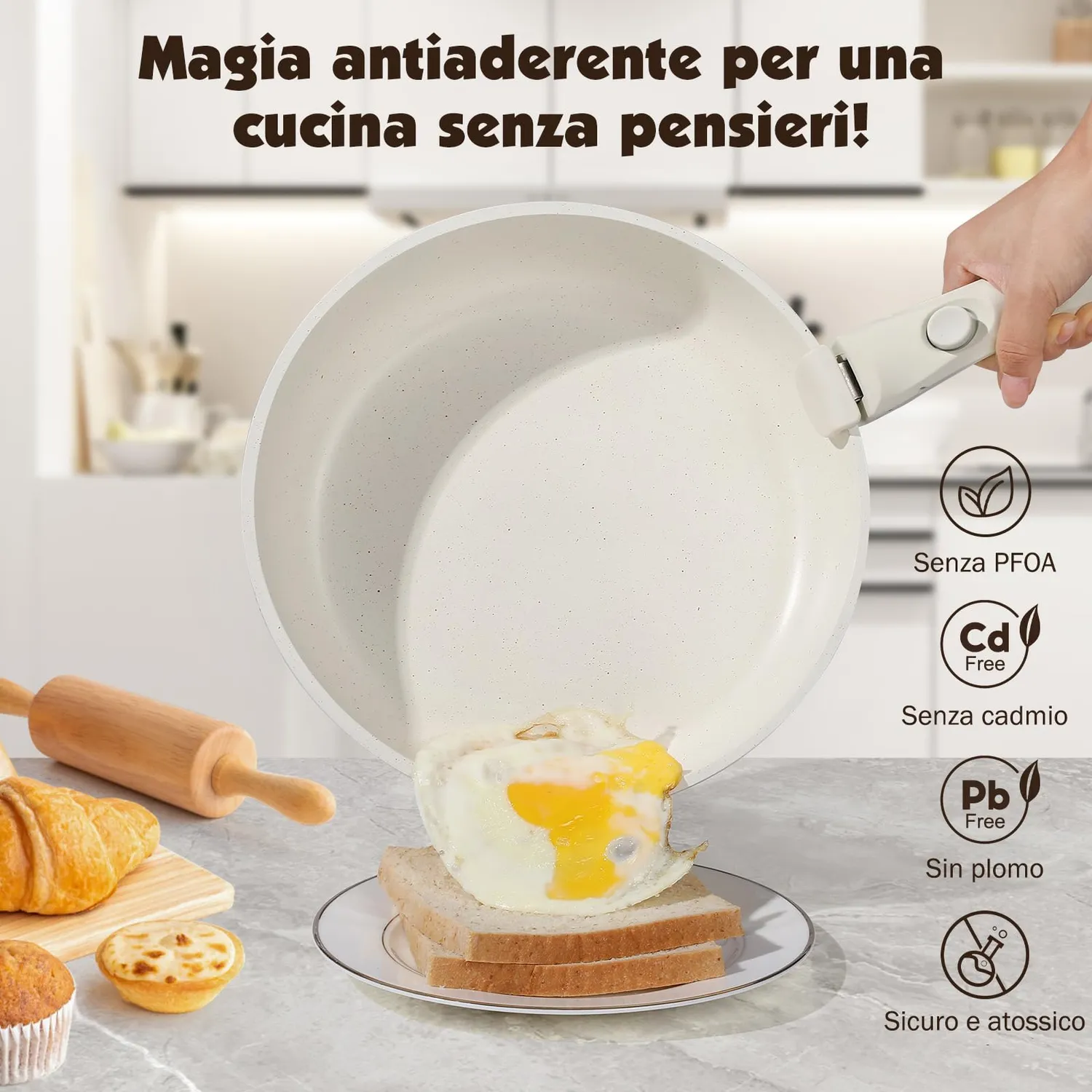Yashe Batteria Pentole Induzione 21 Pezzi con Bistecchiera