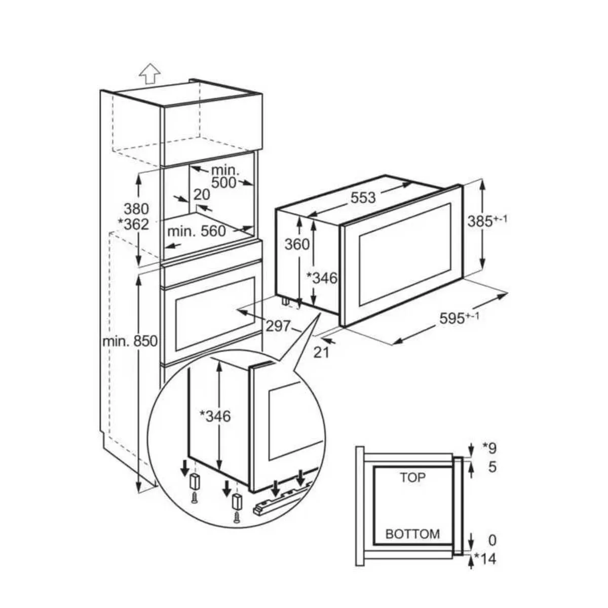 AEG OS5MG20EB Microonde Incasso 20 L Grill Nero