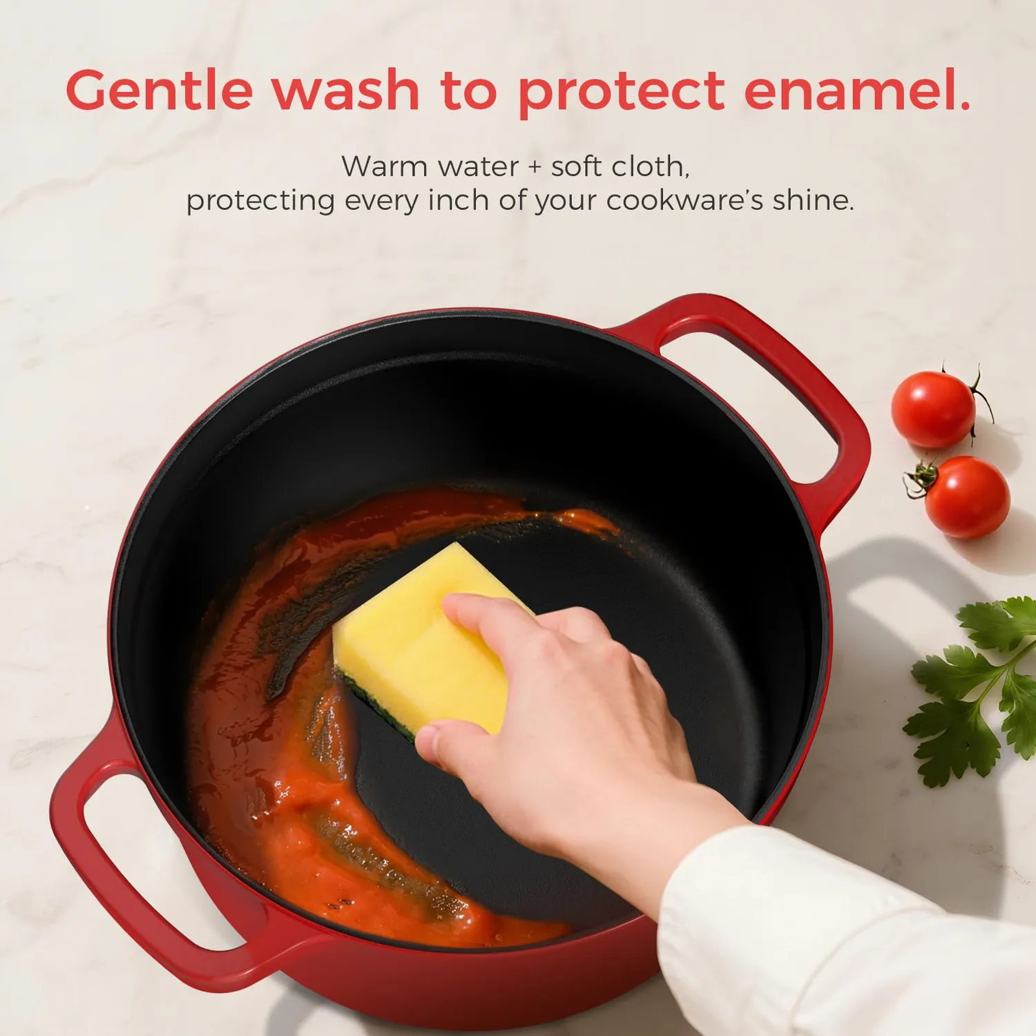 Yashe Pentola Ghisa Smaltata 5 L Rossa con Coperchio