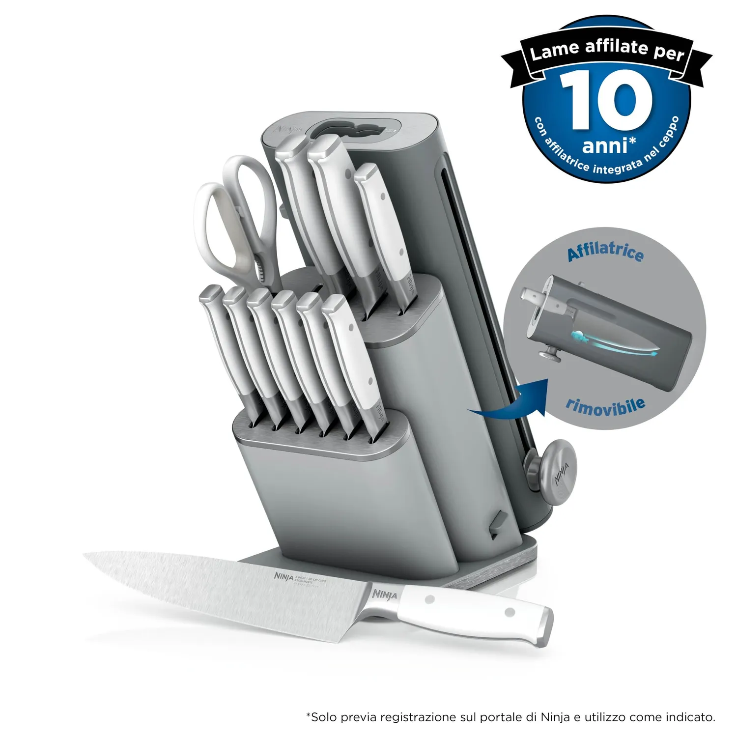 Ninja StaySharp NK32013EUUKGY1 set coltelli inox 13 pezzi bianco/grigio