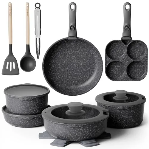 YASHE set pentole induzione 20 pezzi con padella uova