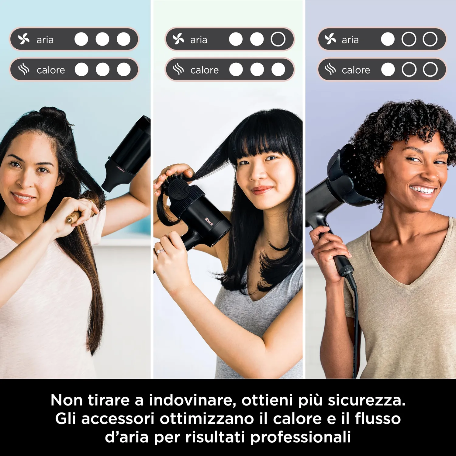 Shark STYLE iQ HD120EU phon nero oro rosa 3 in 1