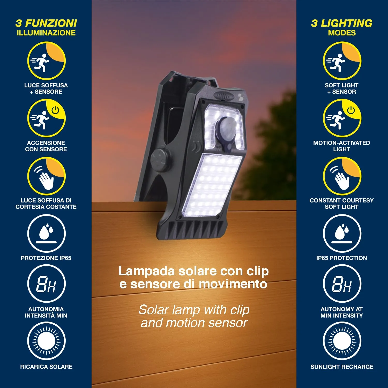 Beper Clipia P207ILO003 lampada solare clip sensore IP65