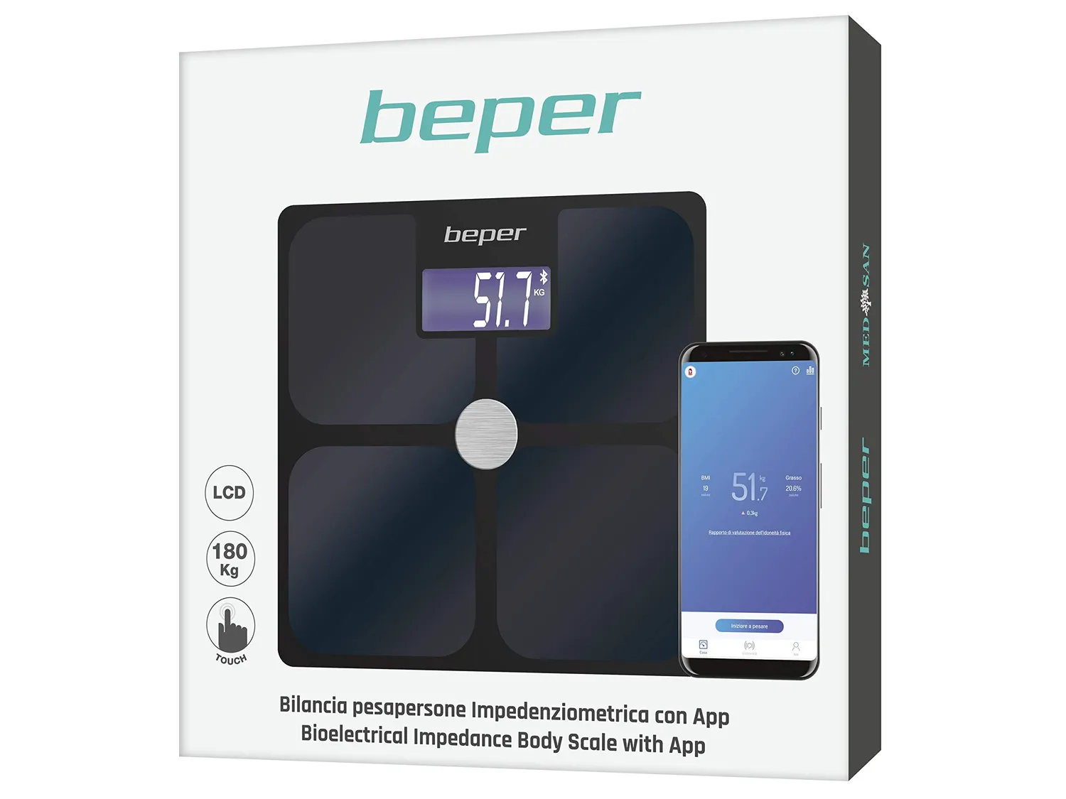 Beper P303BIP050 bilancia pesapersone bluetooth con app