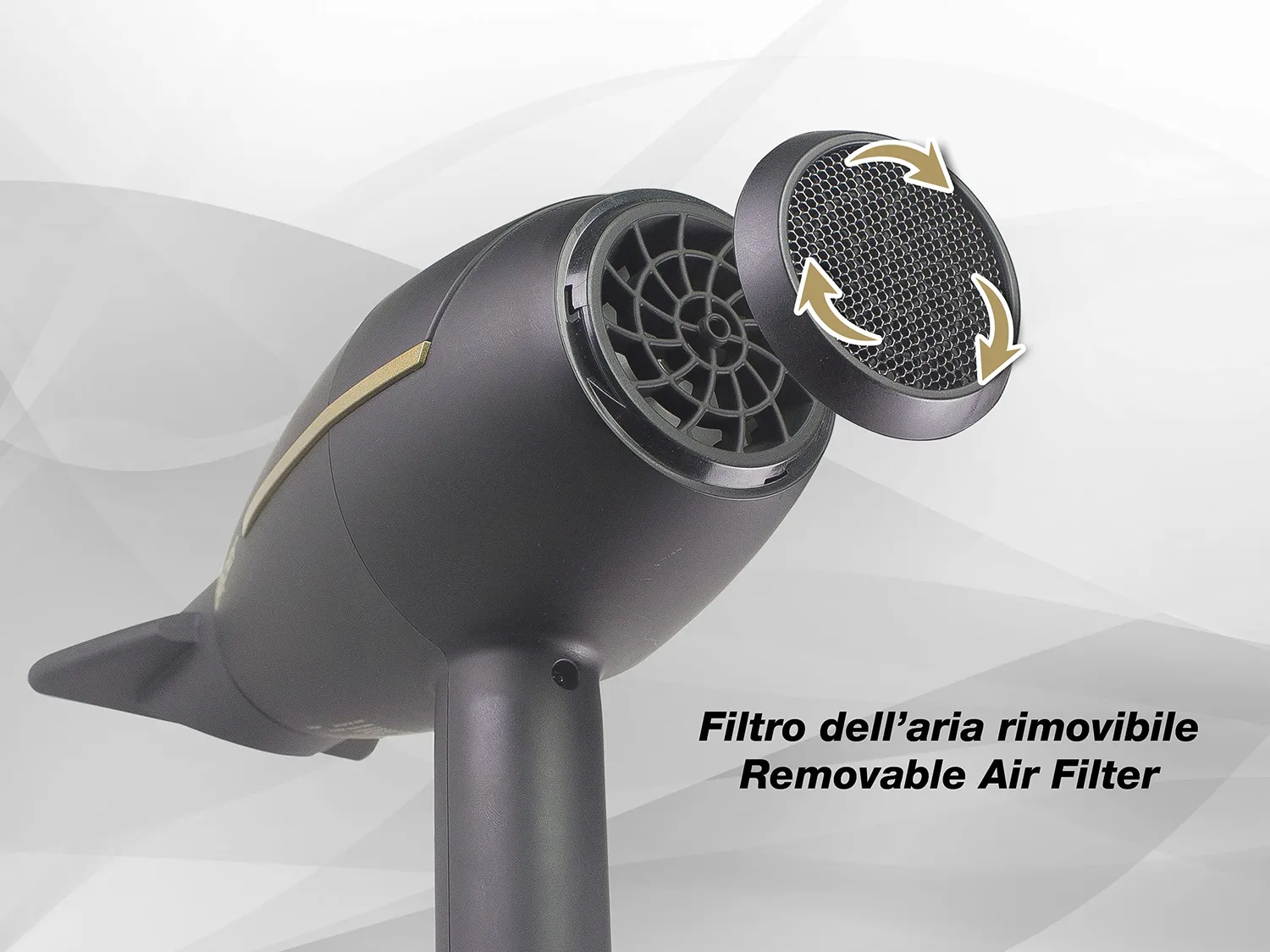 Beper Asciugacapelli Professionale 2400W Nero Oro Ionico