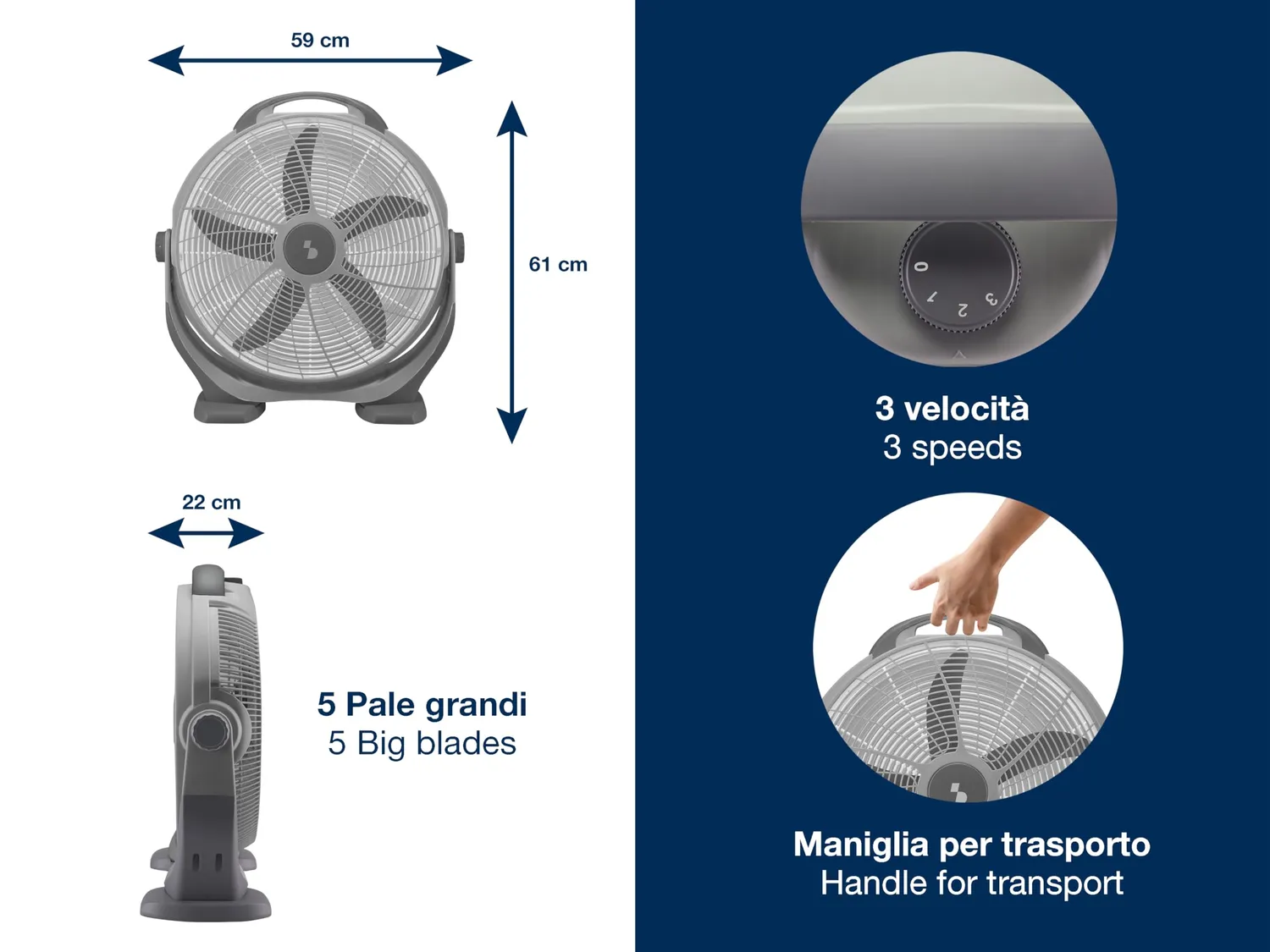 Beper P206VEN560 ventilatore box 50 cm grigio 100W