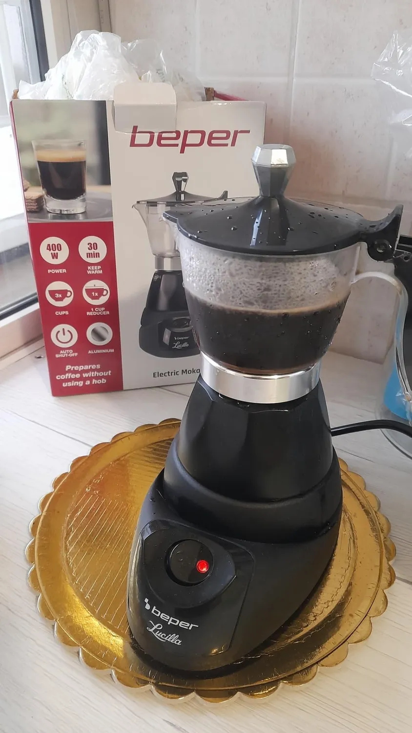 Beper BC.040N moka elettrica 3 tazze nera non programmabile