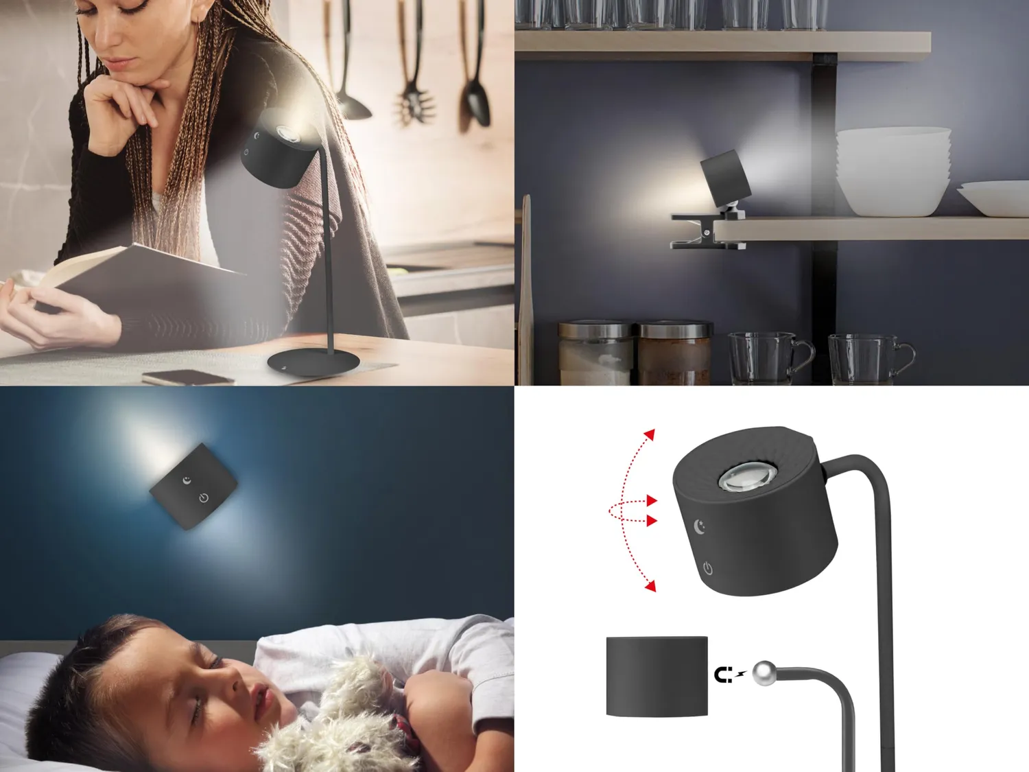 Beper Luminì lampada ricaricabile LED touch 39,5 cm 3 luci